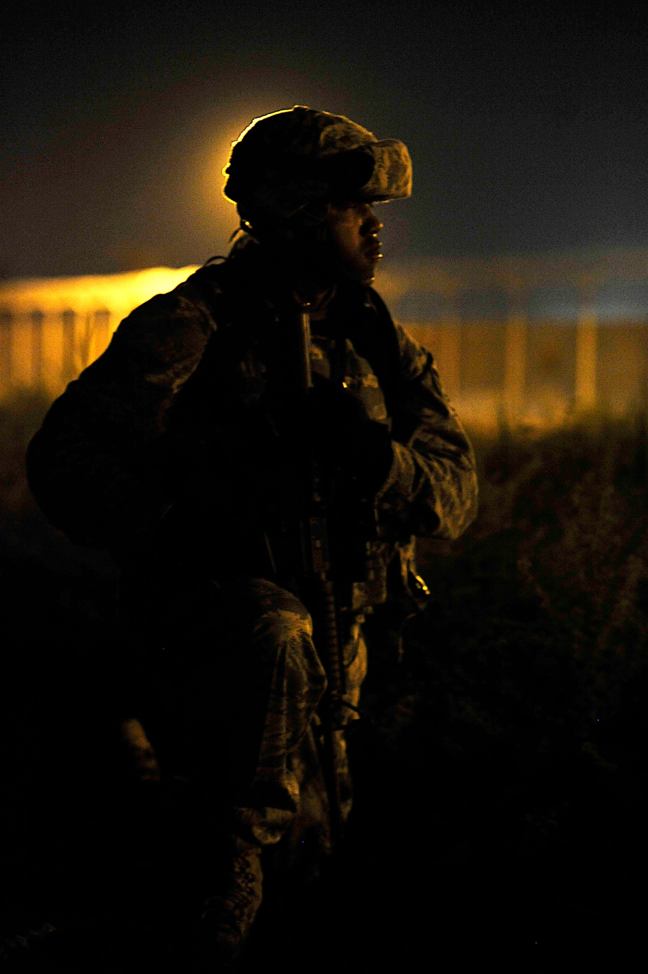 U.S. Air Force Tech. Sgt. Bobby Howard, 332nd Expeditionary Security Forces Squadron, patrols the near 36-mile perimeter of Joint Base Balad, Iraq during Operation Lewis and Clark Sept. 11. Operation Lewis and Clark was a joint patrol in which Air Force security forces Airmen were introduced to Balad's outer perimeter, an area in which they will assume responsibility from the Army.  (U.S. Air Force photo by Staff Sgt. Aaron Allmon) 
