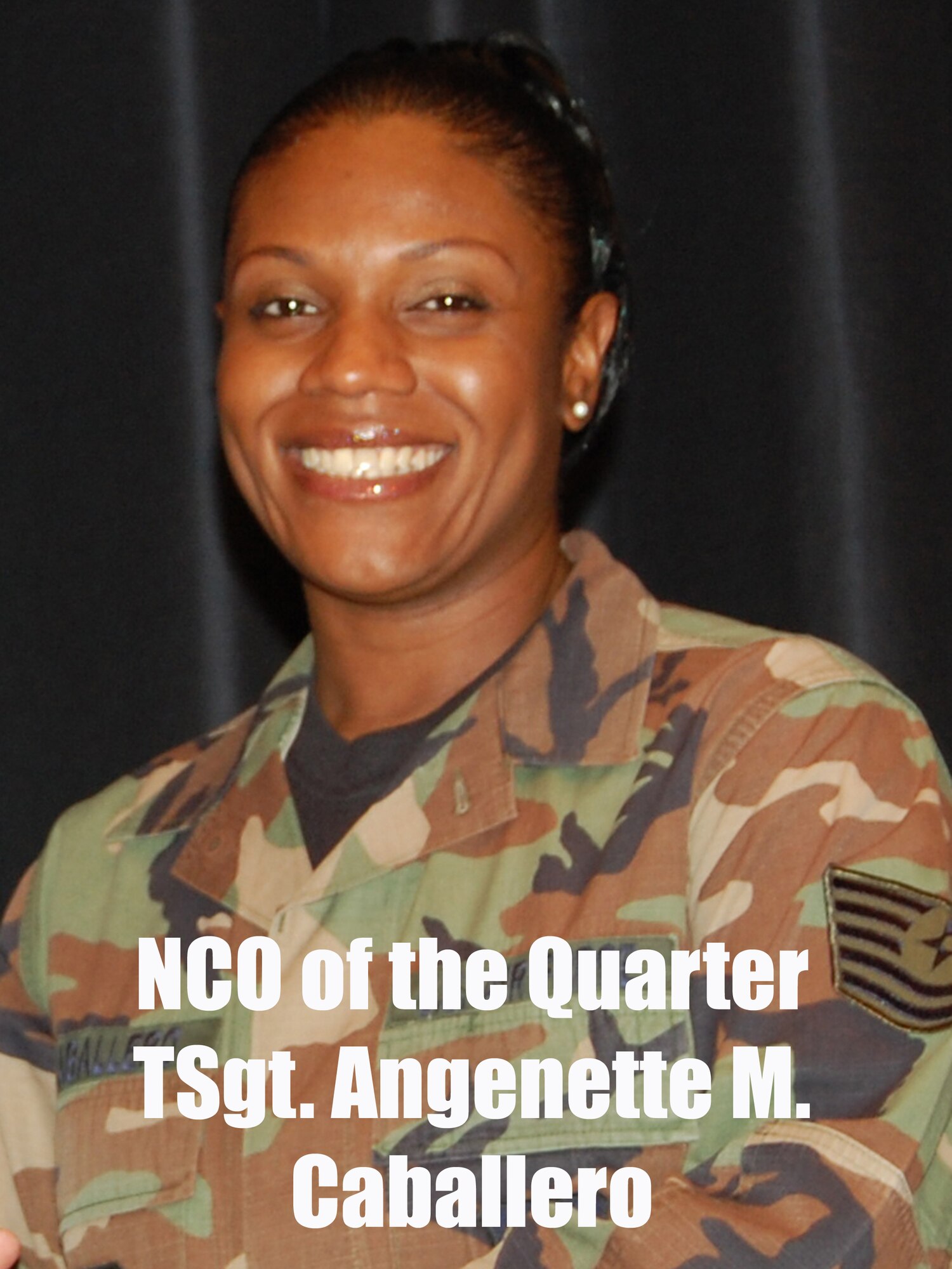 Tech. Sgt. Angenette M. Caballero was the U.S. Air Force Expeditionary Center's NCO of the Quarter for April to June 2008.  (U.S. Air Force Photo Illustration/Tech. Sgt. Scott T. Sturkol)