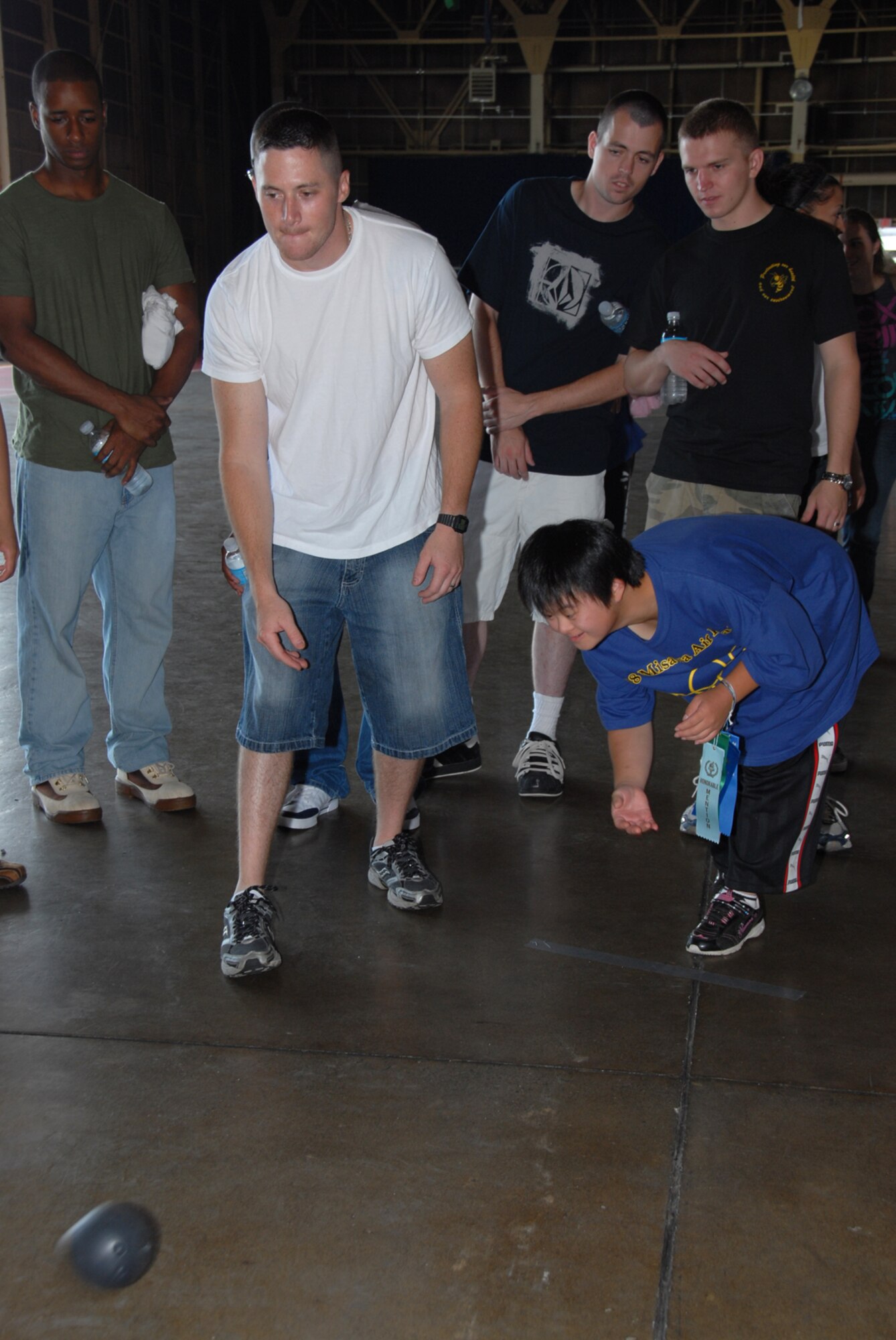 MISAWA AIR BASE, Japan -- During the Sept. 13, 2008 Misawa Air Base Special Olympics, a student from the Kakehashi-Ryo School rolls a bowling ball.  The event included other games such as the 50- and 75-meter dashes, frisbee toss, basketball, soccer kick and football toss.  (U.S. Air Force photo by Senior Airman Laura R. McFarlane) 