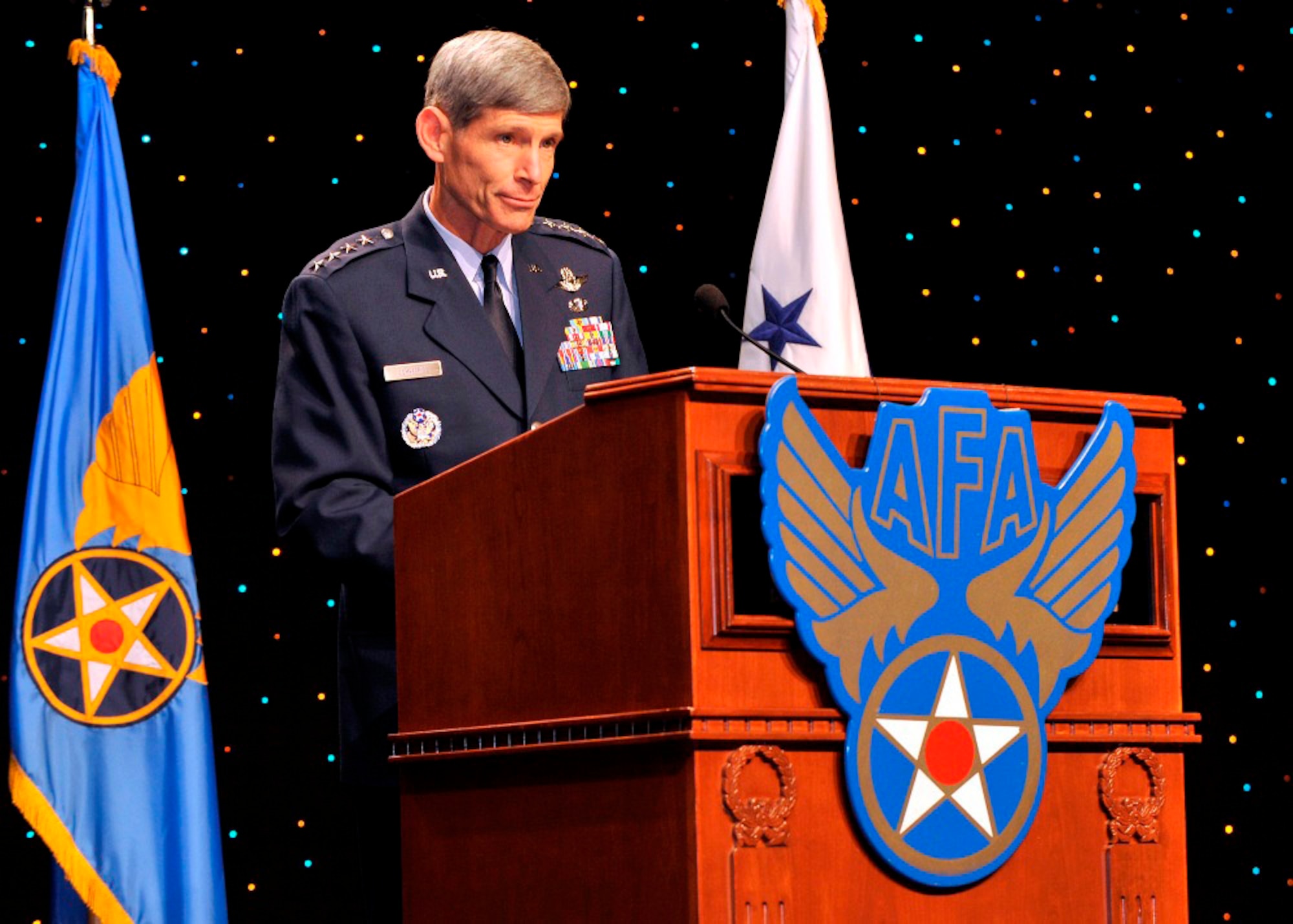 Air Force Chief of Staff Gen. Norton A. Schwartz speaks to attendees at the 24th annual Air Force Association Air & Space Conference and Technology Exposition Sept. 15 in Washington. (U.S. Air Force photo)