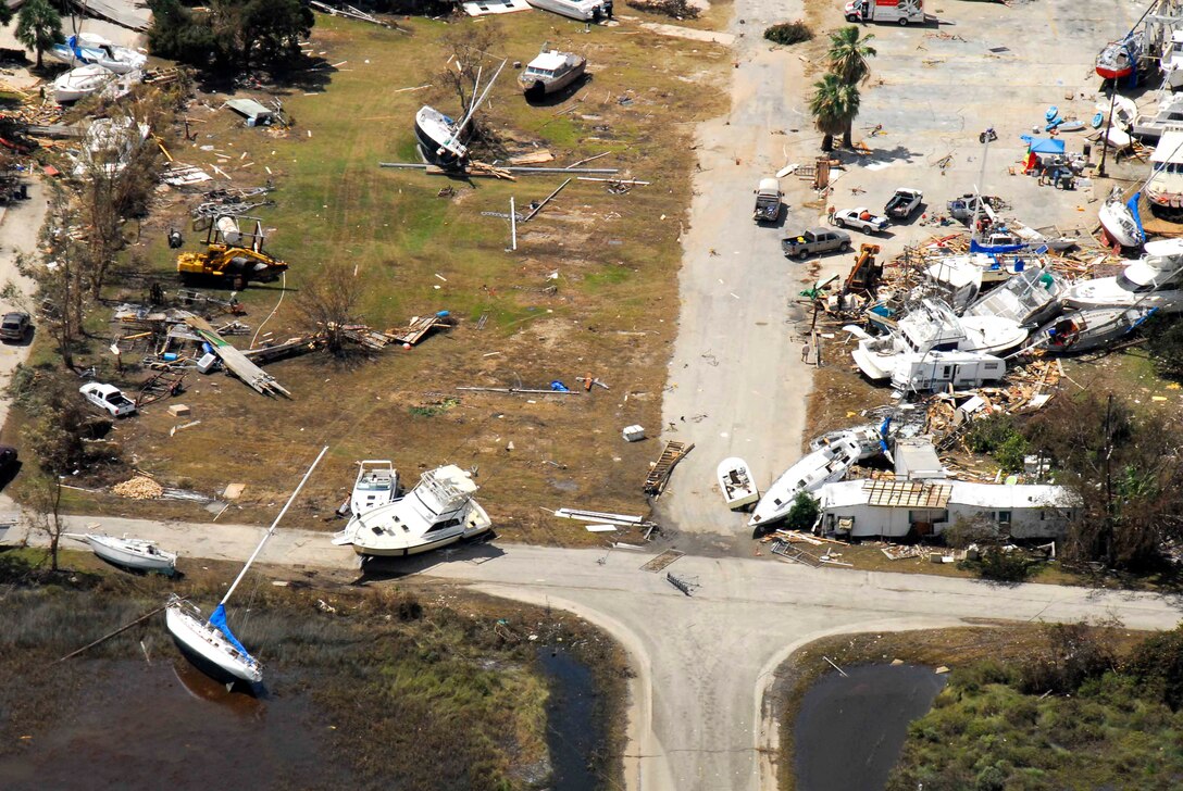 Debris post landfall Hurricane Ike, Galveston Texas.(U.S. Air Force photo Master Sgt. Robert Shelley)