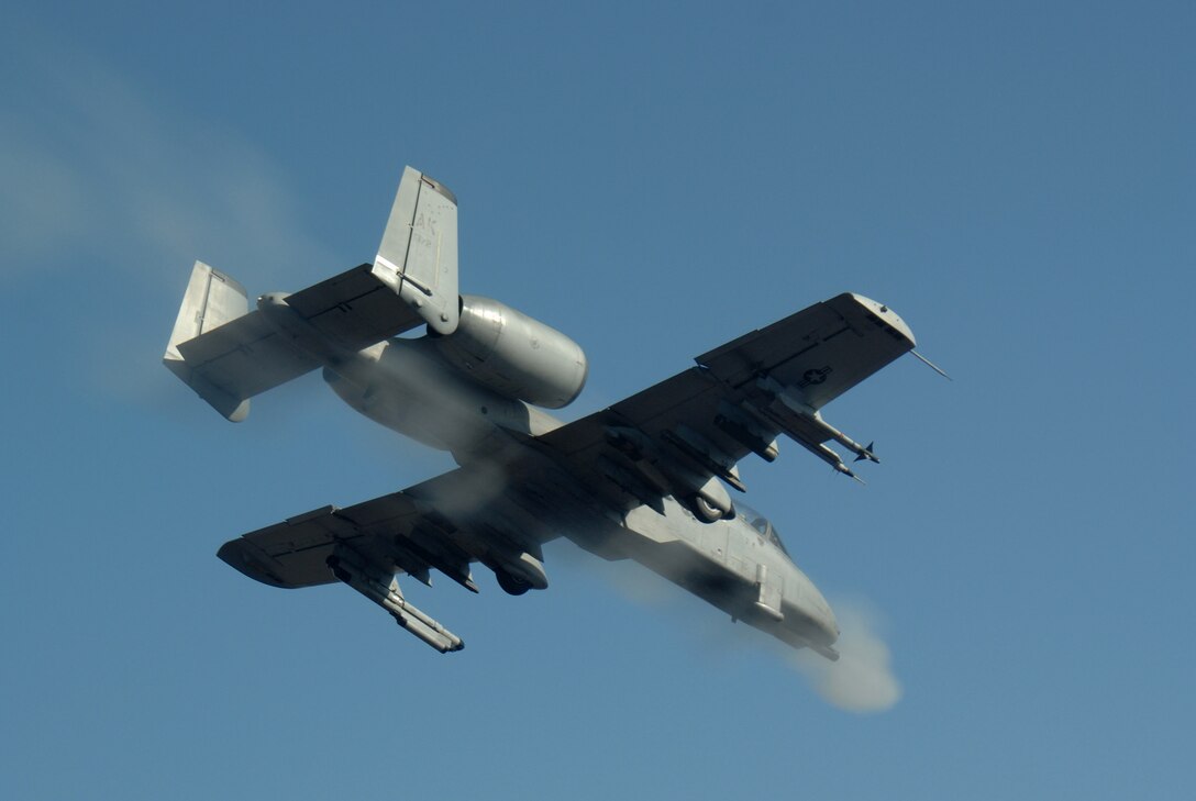 An A-10 Thunderbolt II, like this one, flies combat mission over Afghanistan supporting Operation Enduring Freedom.  A-10s provide close-air support and employ a wide variety of conventional munitions, including general purpose bombs. (U.S. Air Force photo/Master Sgt. Robert Wieland) 