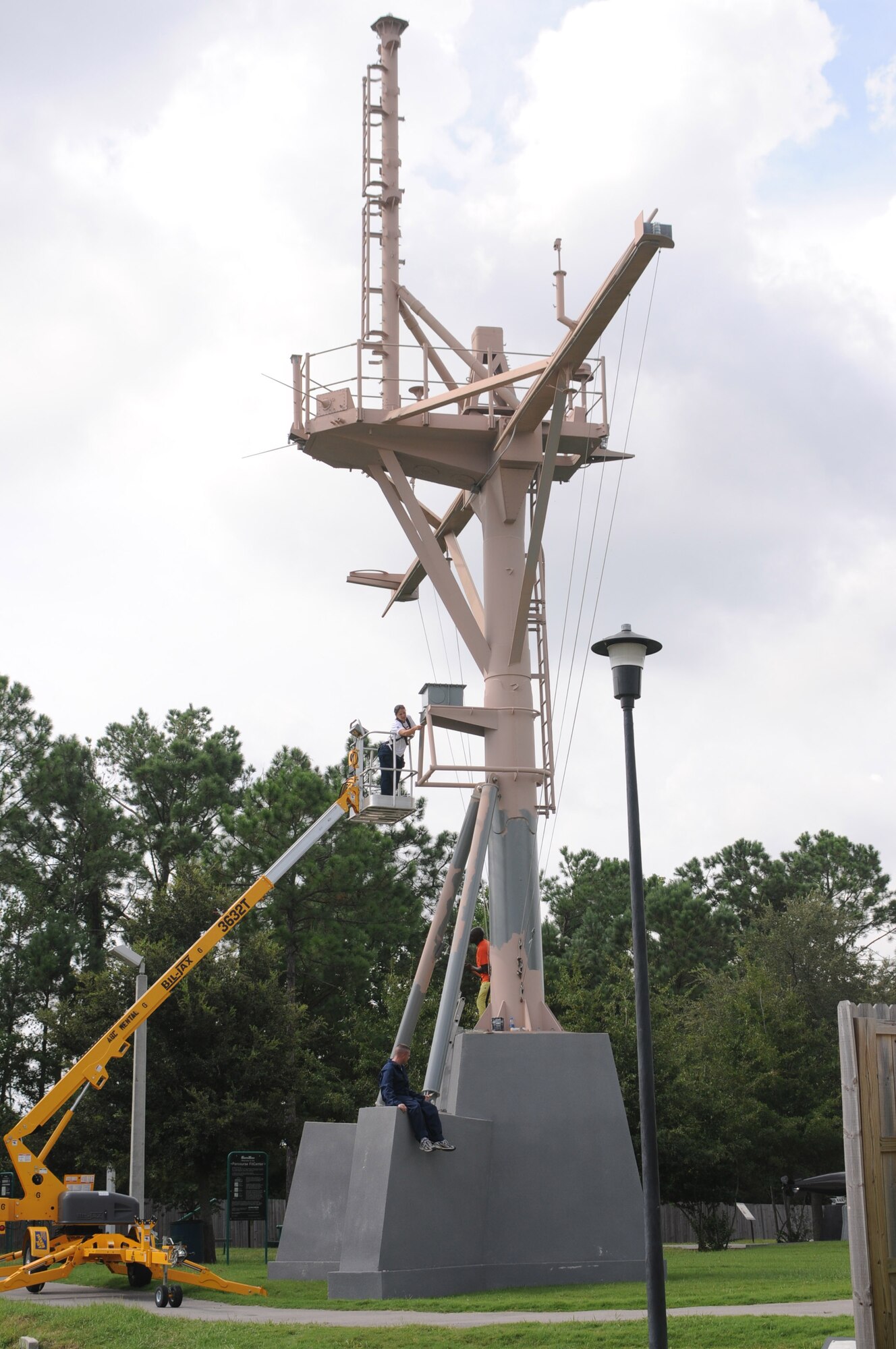 About 20 manhours were spent repainting the mast for the Ocean Springs memorial.  (U.S. Air Force photo by Kemberly Groue)