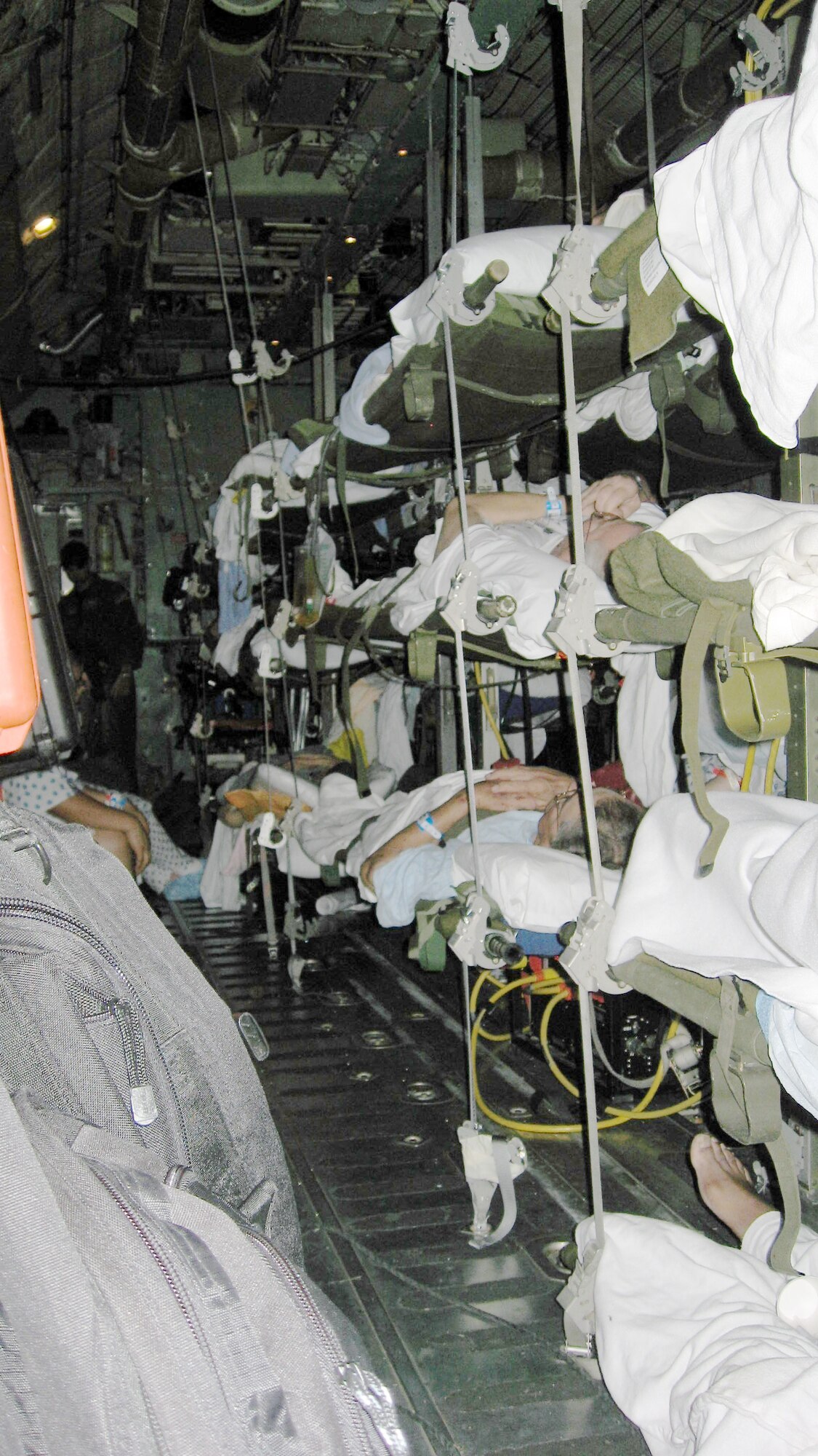 34th Aeromedical Evacuation Squadron
technicians helped transport hospital patients
during hurricane Gustav evacuations,
and were on standby for hurricanes
Ike and Isabella as they developed