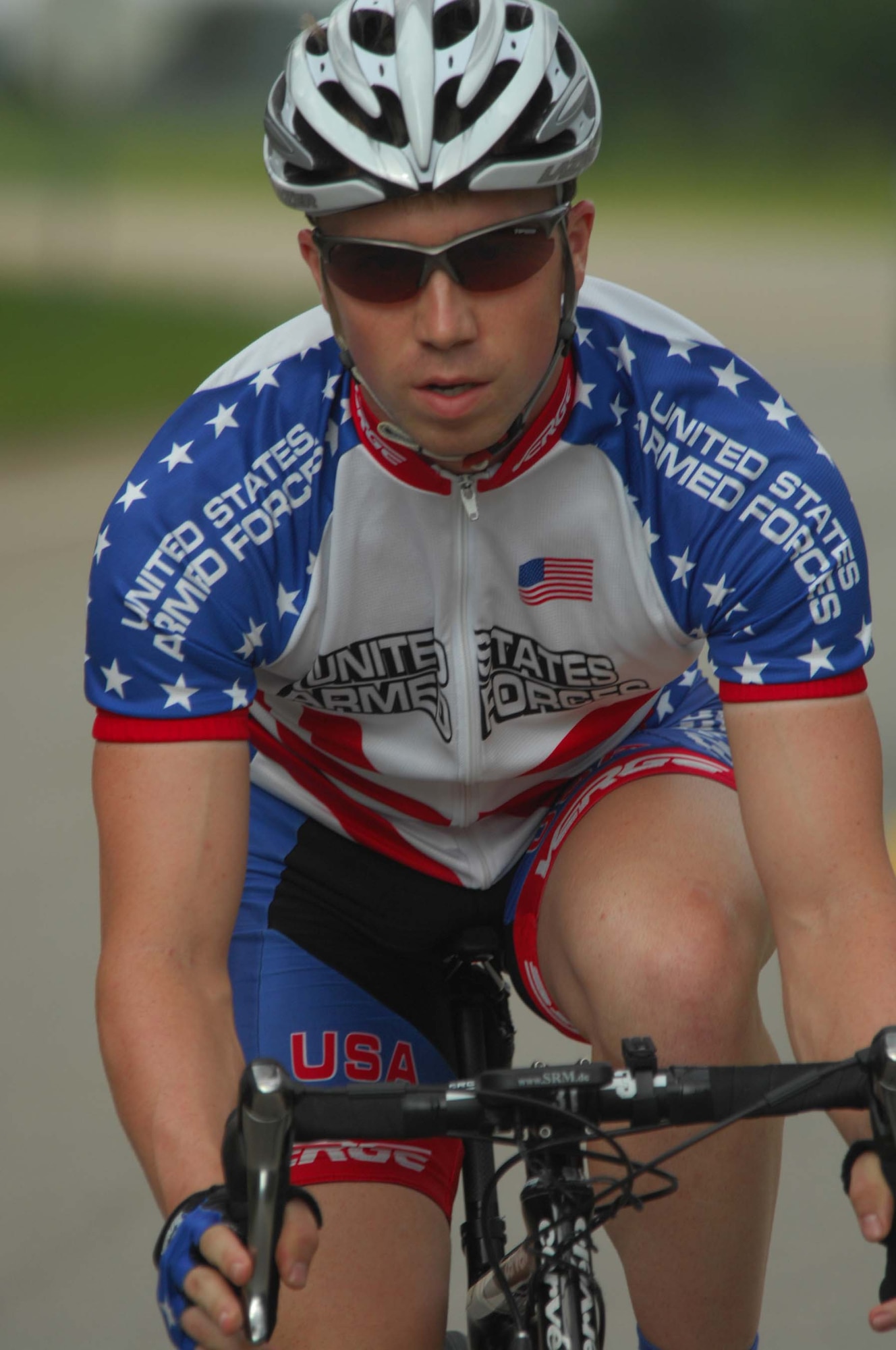 SHAW AIR FORCE BASE, S.C. -- Second Lt. Zachary Garrett, 20th Aerospace Medicine Squadron and member of the U.S. Armed Forces Cycling Team, trains for the upcoming Military World Championships in Slovenia Oct. 9 - 11. The Armed Forces Cycling Team is a multi-service eight-man team that travels the world to compete in cycling events. (U.S. Air Force photo/Staff Sgt. Patrick Mitchell)