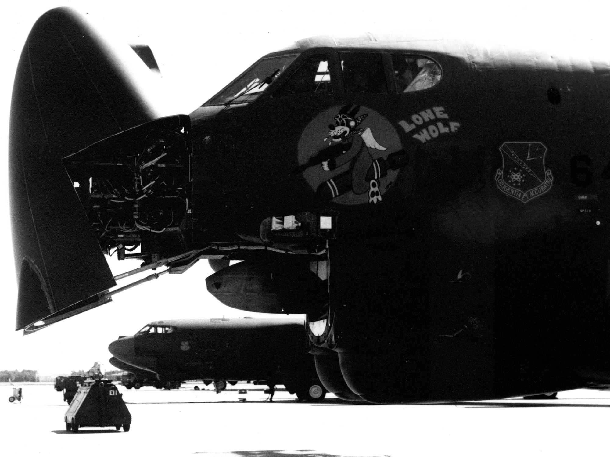 A B-52 sits on a flightline at Wurtsmith AFB circa 1980. (Courtesy photo)