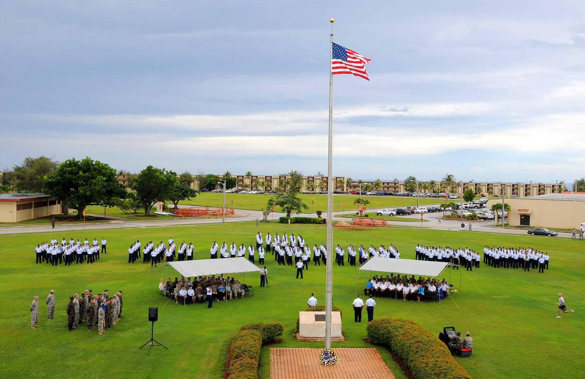 ANDERSEN AIR FORCE BASE, Guam -- Team Andersen honors fellow POW/MIA brothers and sisters in arms here Sept. 19. This year's retreat kicked off with a 24-hour run at Arc Light Memorial Park. (U.S. Air Force photo by Airman 1st Class Courtney Witt)