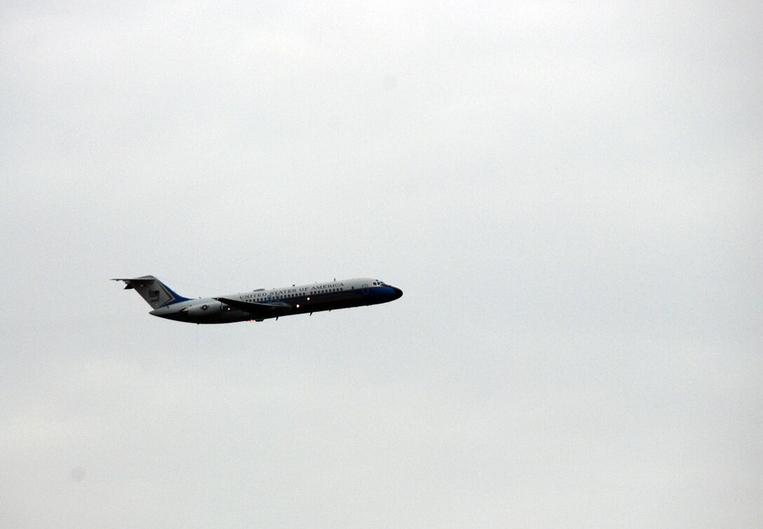 Col. James Vasatka from the 932nd Airlift Wing, flew the C-9C plane at the Airshow 2008 at Scott Air Force Base.  (U.S. Air Force photo by Maj. Stan Paregien)