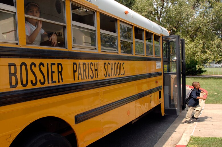 BARKSDALE AIR FORCE BASE, La. - Children arrive at the Barksdale Youth Center from local schools to attend the after-school program.  The youth center is now on the Combined Federal Campaign recipient list.  (U.S. Air Force photo by Staff Sgt. Sarah E. Kusek)