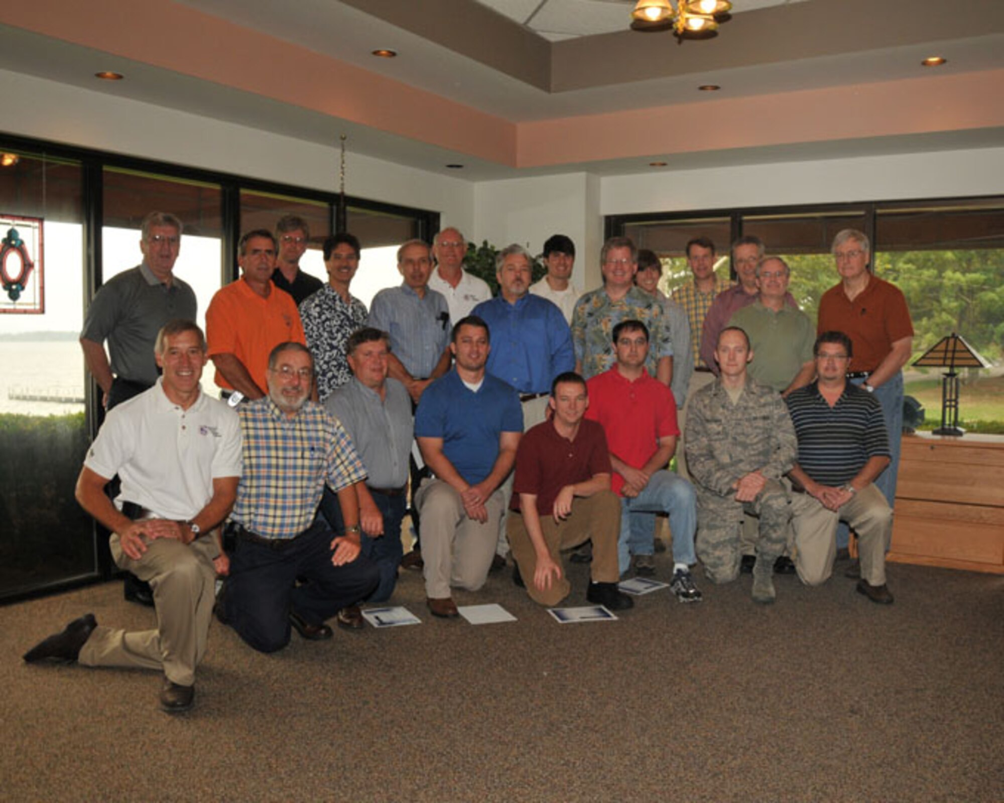 Approximately 18 students, who attended three, one-week courses of Design of Experiment (DOE) technique were certified Sept. The students, now practitioners, will allow them to apply those teachings to “real life” AEDC applications. In the photo are back row, from left to right: Dr. Ed Kraft (sponsor), Taylor Binkley, Ken Bynum, Ken Acuff, Mike Bennett, David Cahill, Chris Smith, Rylan Cox, Dr. Doug Garrard, David Yoder, Drew Landman (instructor), David Yoest, Jim Sirbaug and Bill Peters (sponsor); in the front row from left to right: Phil Stich (sponsor), Tom Best (sponsor), Bob Lindeman, Dusty Vaughn, Chris Mears, Seth Knight, 1st Lt. Alex Hausman and Trent Loman. (Photo by David Housch)