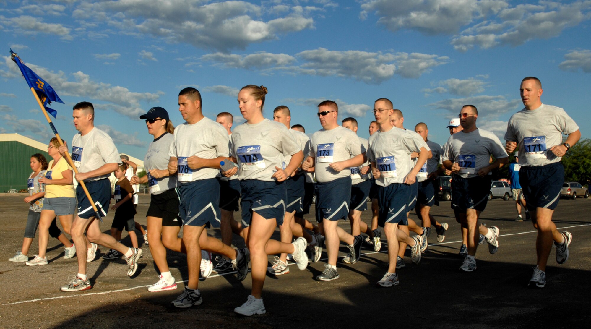 The Air Force Association held a 5K run Sept. 20 at the Pima Air and Space Museum to celebrate the Air Force's 61st birthday. The event, which was open to all age groups, kicked off at 7 a.m. Medallions were given to all finishers and trophies were given to the top finishers in each category. All proceeds went to the AFA. (U.S. Air Force photo by Staff Sgt. Valerie Smith)