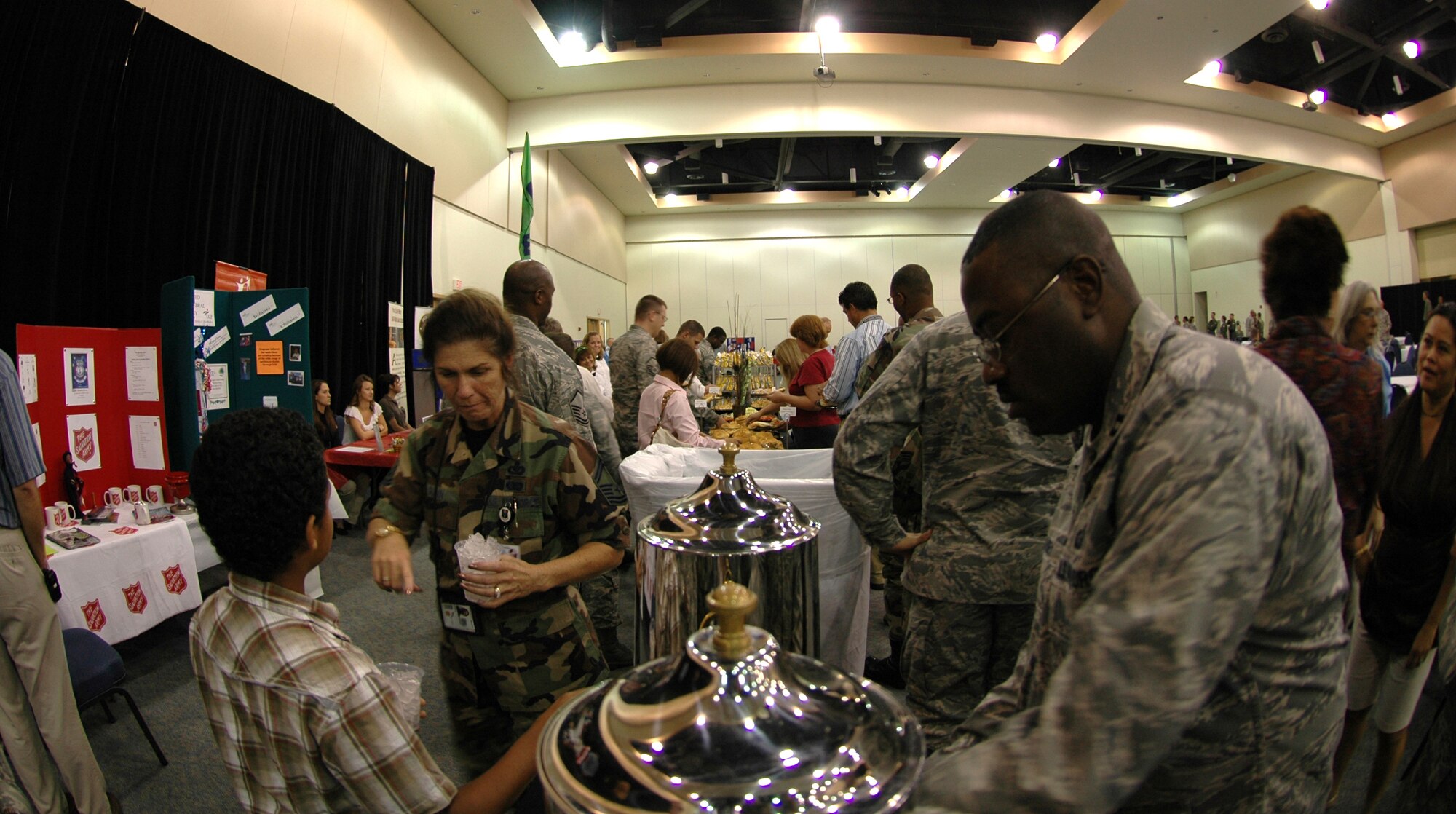 EGLIN AIR FORCE BASE, Fla. -- Those present at the Combined Federal Campaign kick-off held at the Emerald Coast Conference Center on Okaloosa Island Sept. 18, enjoyed a complimentary lunch provided by the CFC staff. The CFC is an organization whose mission is to support and promote philanthropy through a voluntary program that is employee-focused, cost-efficient and effective in providing all Federal employees the opportunity to improve the quality of life for all. (US Air Force photo/ Airman 1st Class Anthony Jennings)