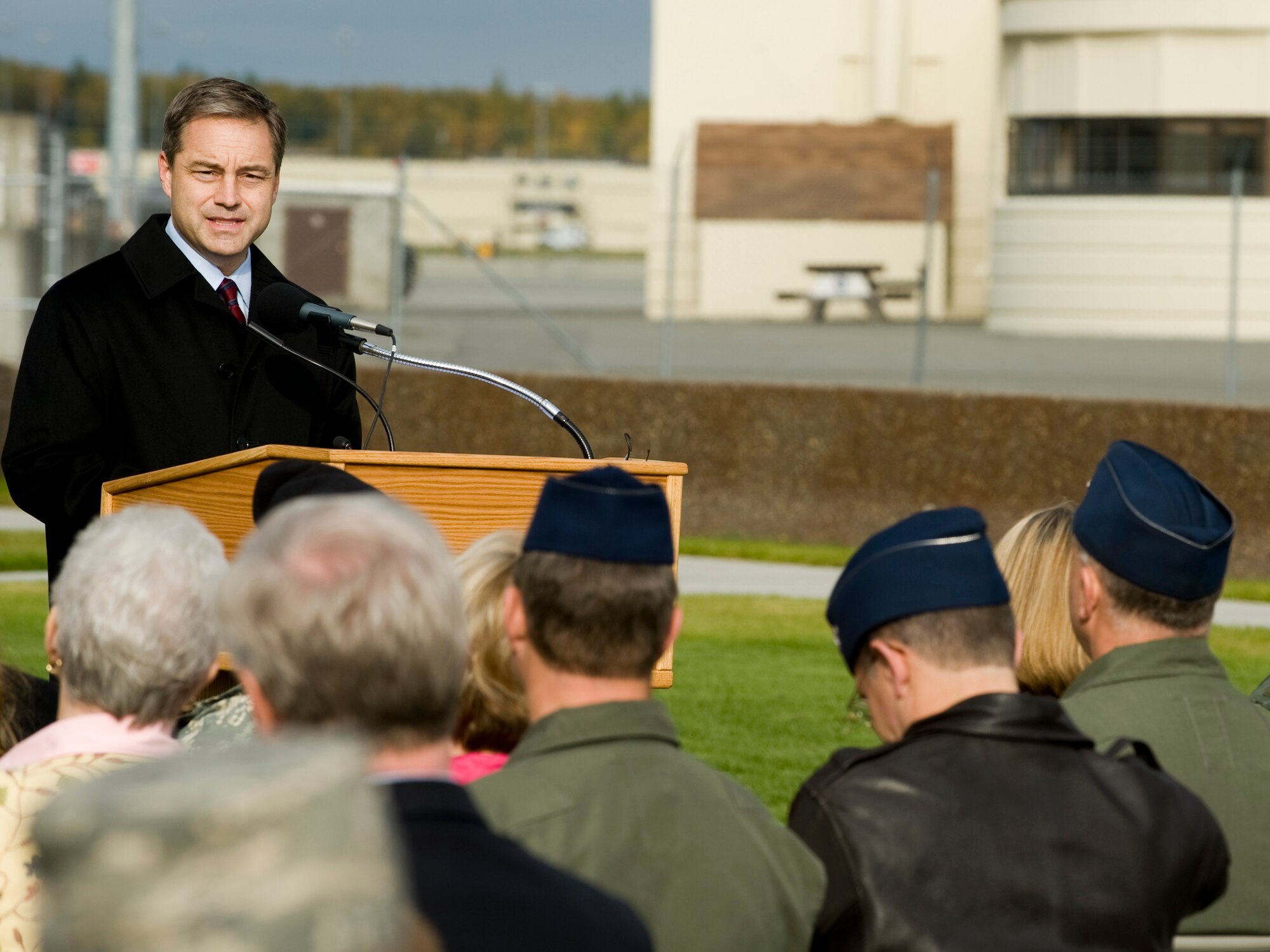 ELMENDORF AIR FORCE BASE, Alaska -- Alaska Lt. Gov. Sean Parnell, delivers the executive proclamation by Gov. Sarah Palin during the POW/MIA ceremony Sept. 19. The proclamation stated that Sept. 19 would be known as POW/MIA recognition day in Alaska. (U.S. Air Force photo/Staff Sgt. Joshua Garcia)