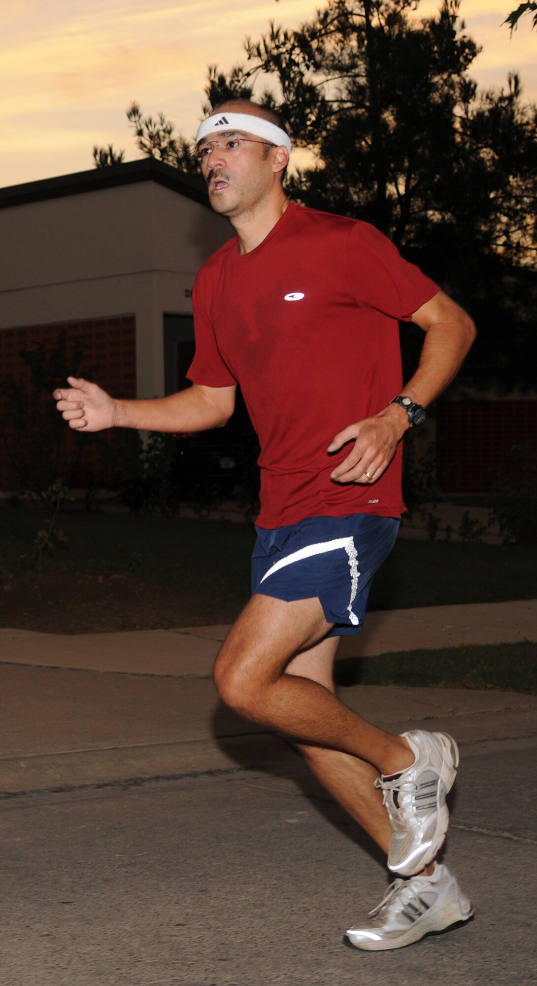 Tech. Sgt. Juan Ramirez runs the first leg of the Incirlik 1/2 Marathon as part of a relay team. The event not only included a 13.1 mile run, but also a four-person relay and a 5K walk. (U.S. Air Force photo by Senior Airman Heather Stanton)