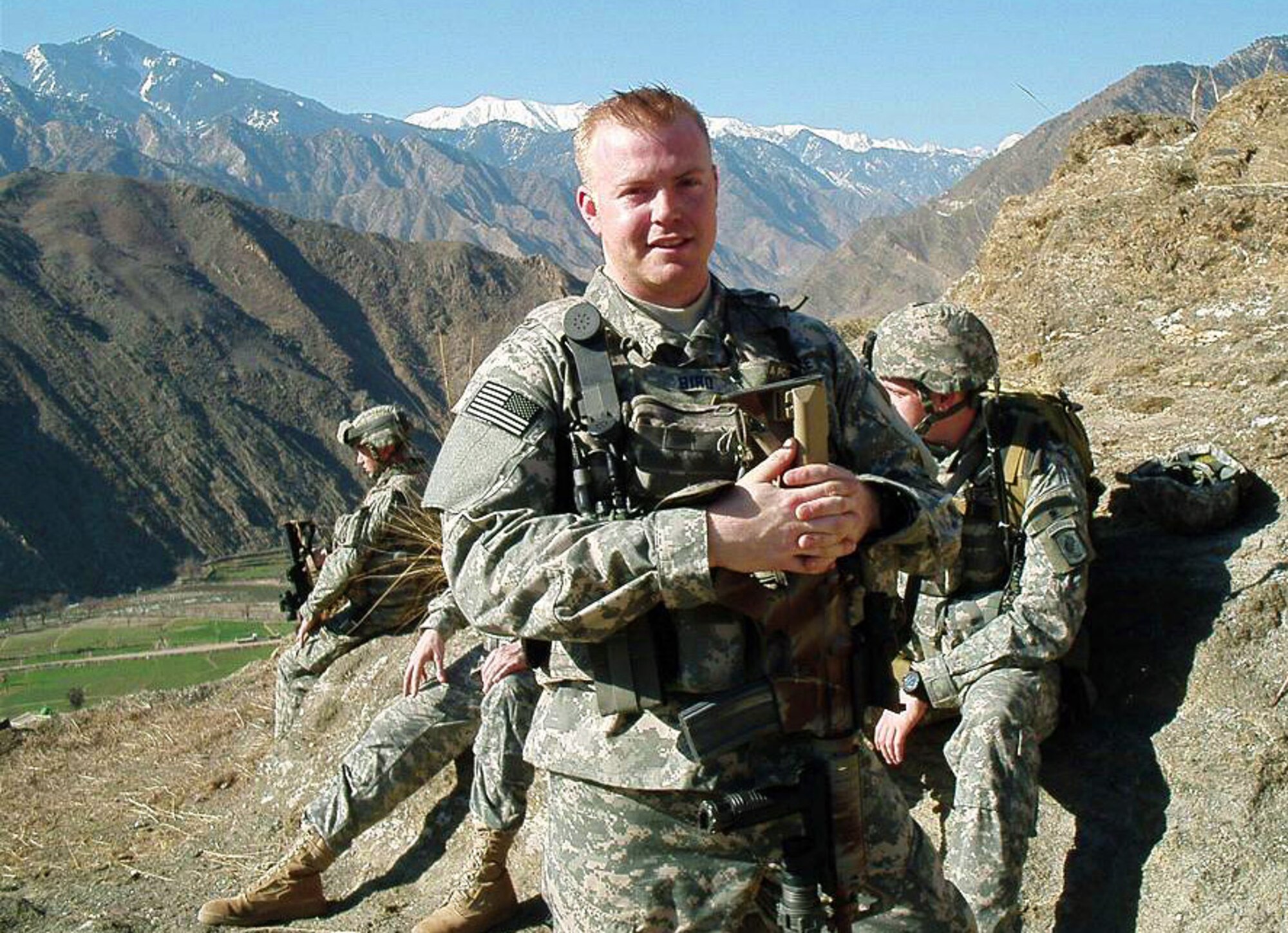 Senior Airman Gabe Bird takes a break during a mission while he was deployed to Afghanistan earlier this year. Airman Bird is assigned to the 122nd Air Support Operations Squadron in New Orleans. Airman Bird is a joint terminal attack controller. (Courtesy photo)