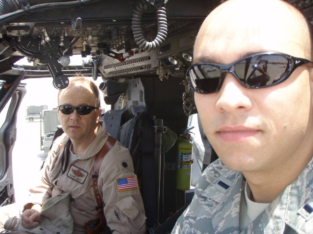 SOUTHWEST ASIA -- Lt. Col. Bernie Willi, left, is currently deployed from Langley.
He said his gym bag has been the most useful item he has packed.  (Courtesy photo)