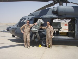 SOUTHWEST ASIA -- Lt. Col. Bernie Willi, right, is currently deployed from Langley.
He said the first thing he will eat upon his return is his wife’s lasagna. (Courtesy photo)