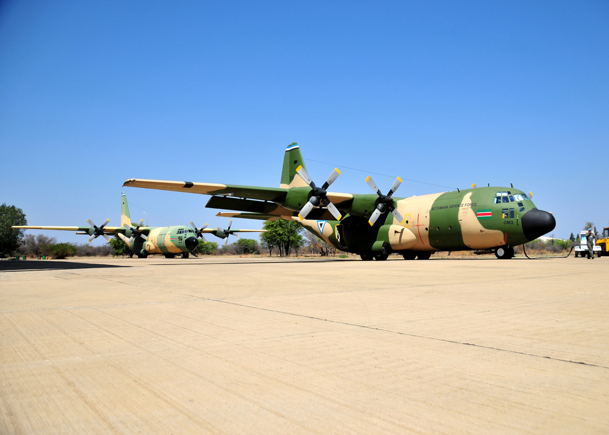 Two Botswana Defense Force C-130s. (U.S. Air Force photo by Staff Sgt. Marcus Maier)(Released)