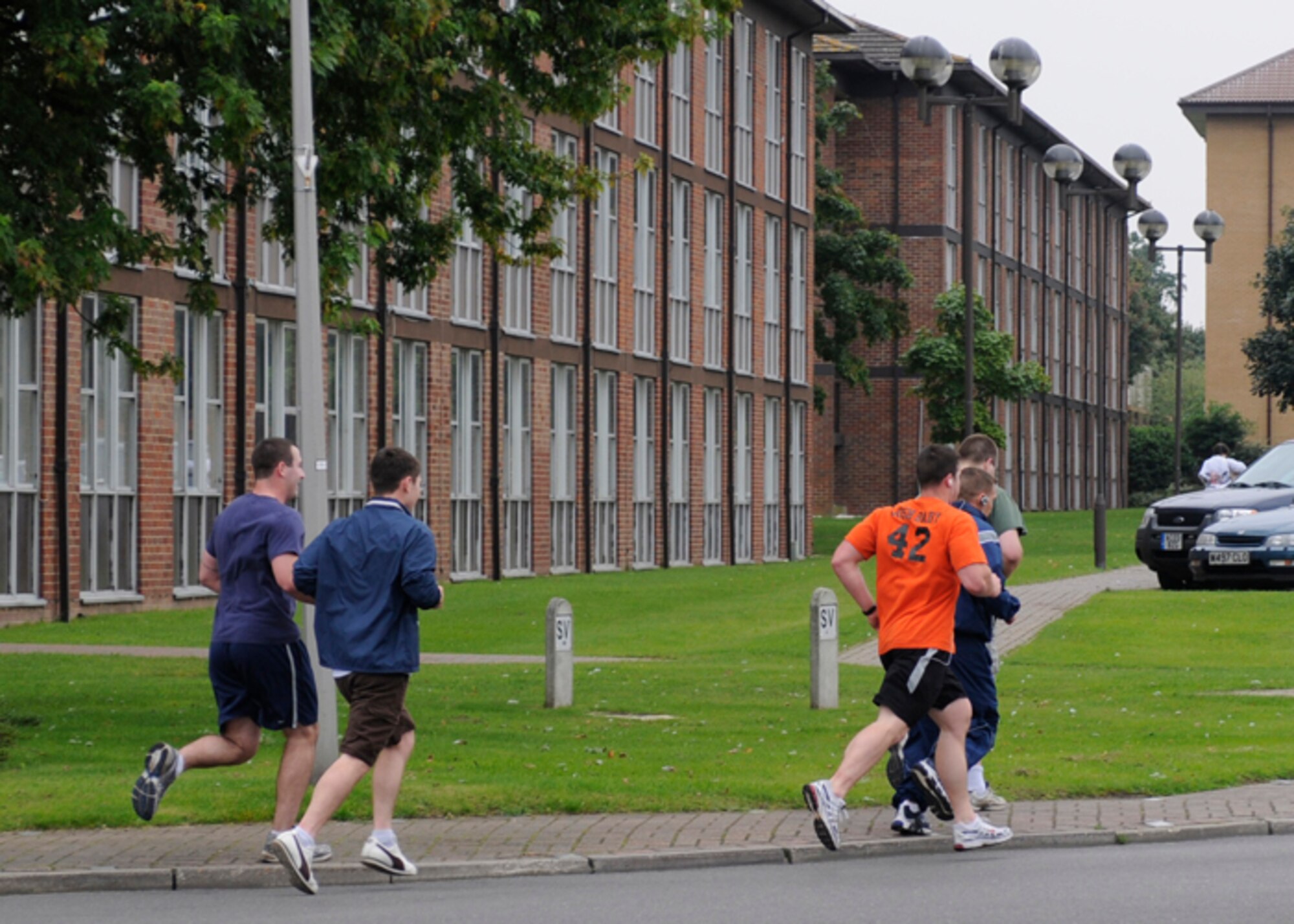Airmen from the 48th Fighter Wing participated in a 5K Remembrance Run Sept. 16 at RAF Lakenheath, England. Those running helped the Liberty Wing observe National Prisoner of War and Missing in Action Remembrance Week Sept. 15 to 19. (U.S. Air Force photo by Airman 1st Class Torri K. Larson)
