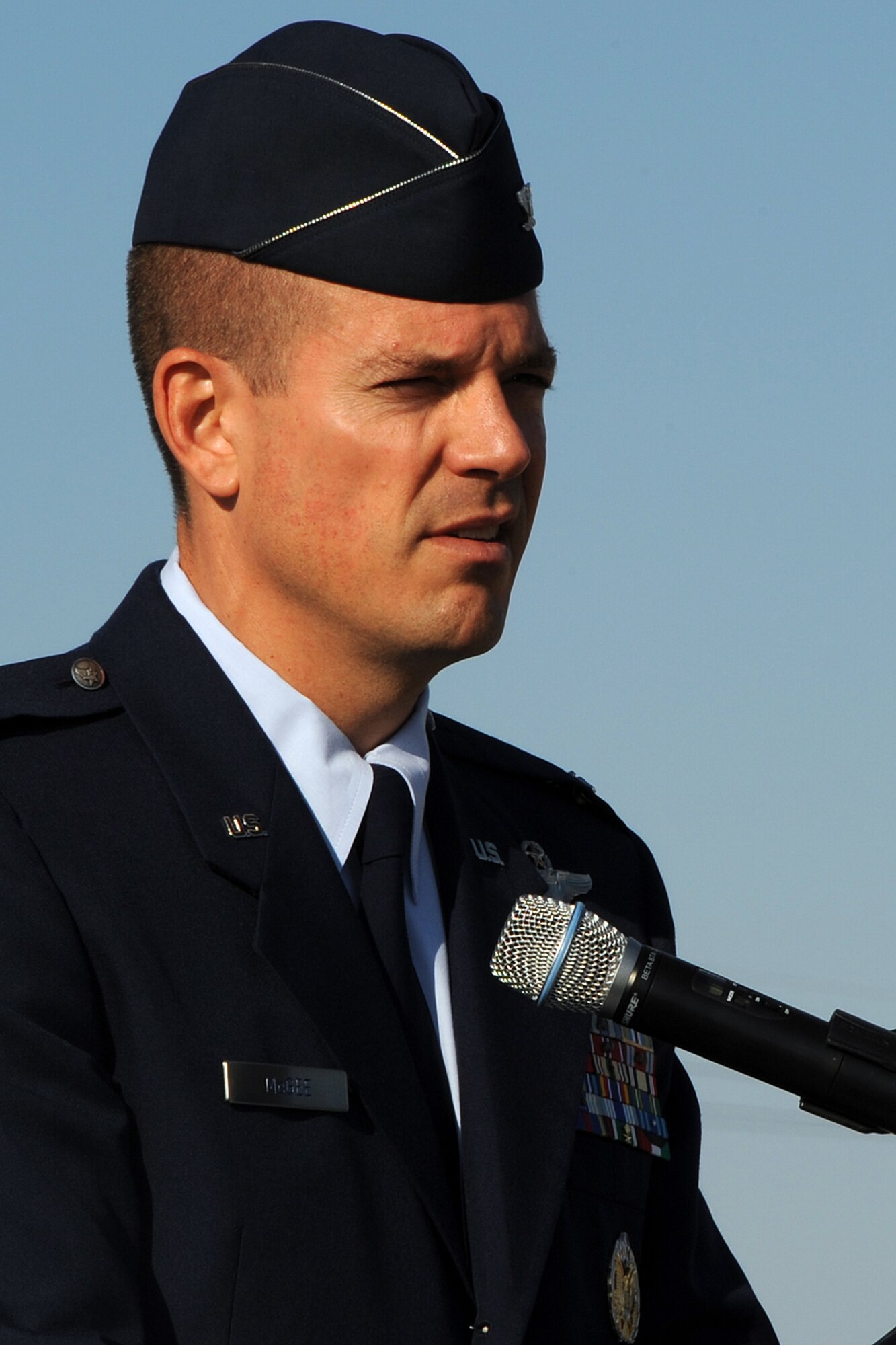 Col. Michael McGee, 49th Fighter Wing vice commander, speaks during the Prisoners of War/ Missing in Action Day ceremony held on September 23 at Holloman AFB, N.M. (U.S. Air Force photo/ Staff Sgt. Chris Flahive)