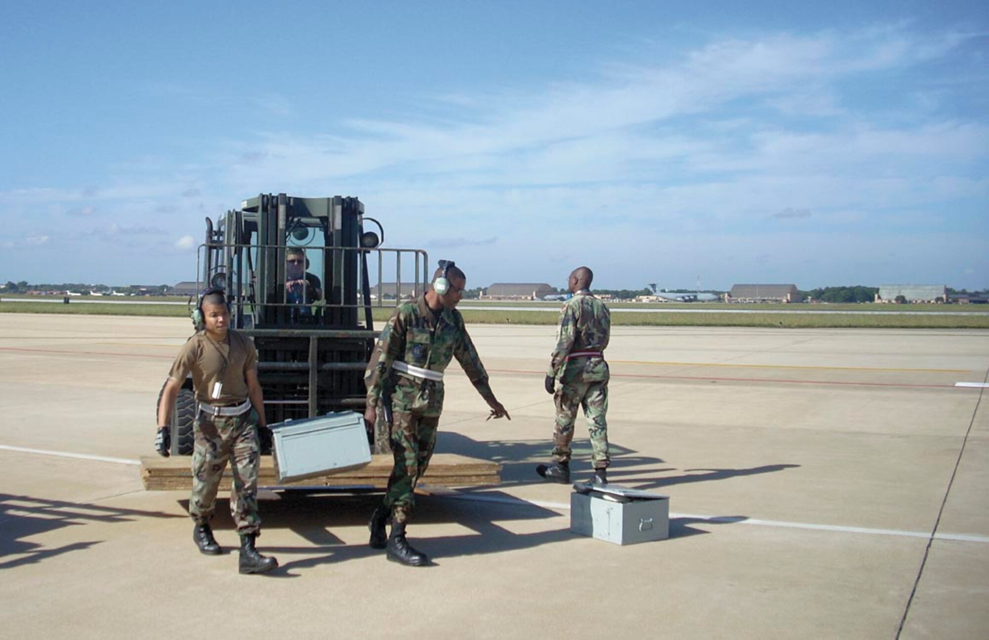 Airmen from the 459th Maintenance Squadron prepare and move gear during the 459th's Nuclear Operational Readiness Inspection held Sept. 19-21. (USAF courtesy photo)