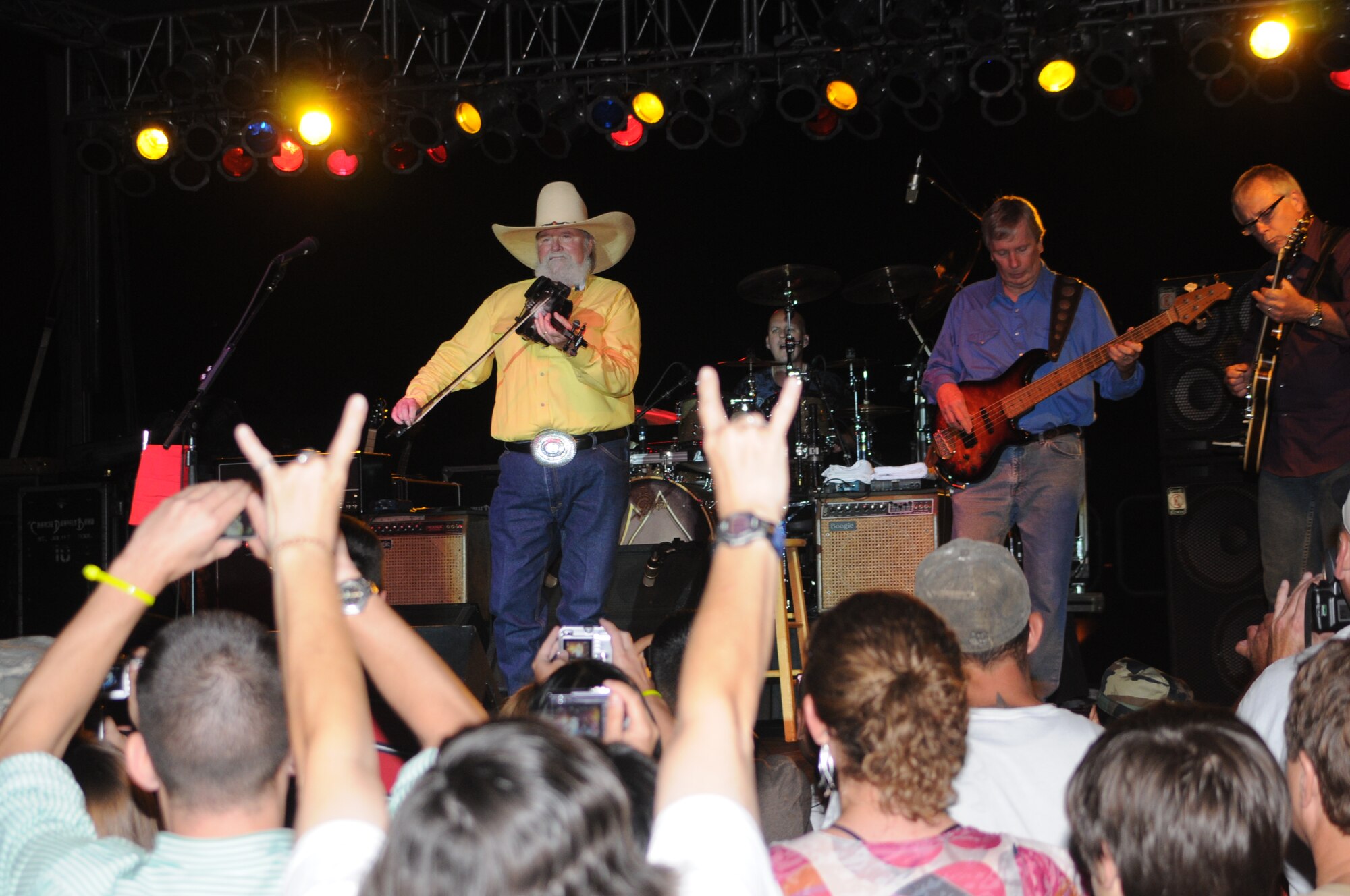 The Charlie Daniels Band performed for Keesler Air Force Base Airmen, families and local community members Sept. 18 to help celebrate the Air Force's 61st birthday.  (U.S. Air Force photo by Kemberly Groue)

