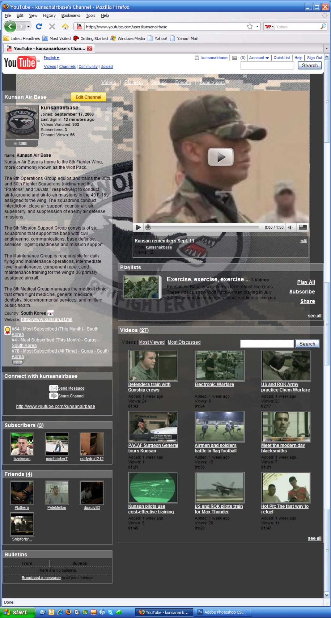 Kunsan Air Base's YouTube page