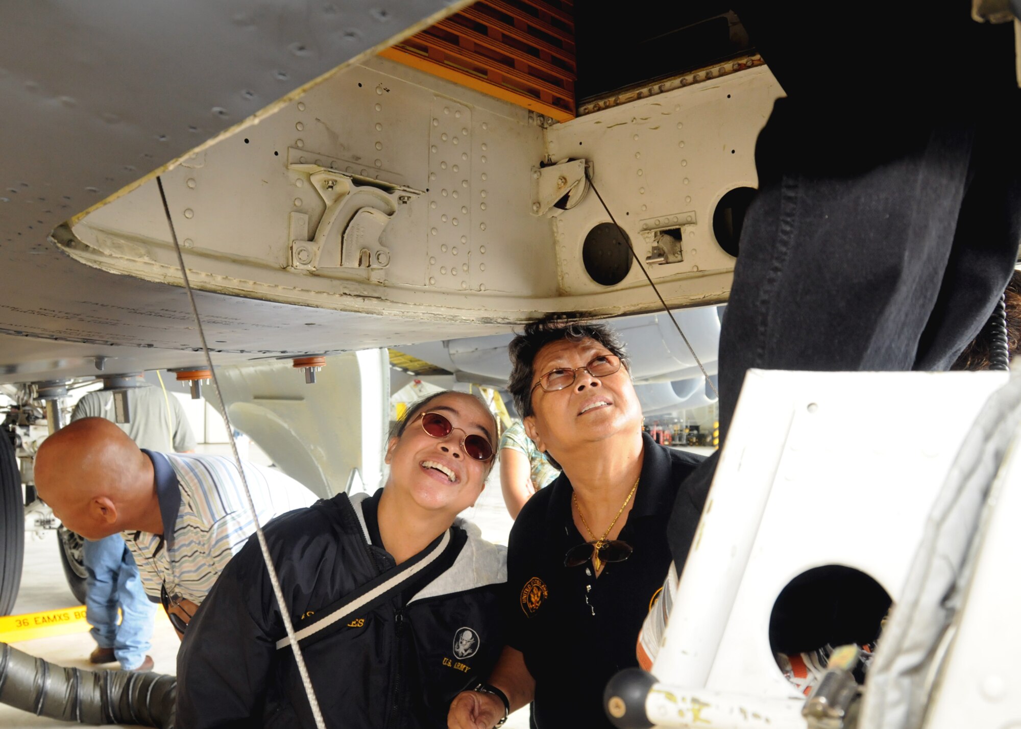 ANDERSEN AIR FORCE BASE, Guam - Military retirees and their families participate in a tour of a B-52 Stratofortress at Hanger One here Sept. 27. The tour was held in honor of Retiree Appreciation Day. (U.S. Air Force photo by Airman 1st Class Nichelle Griffiths)