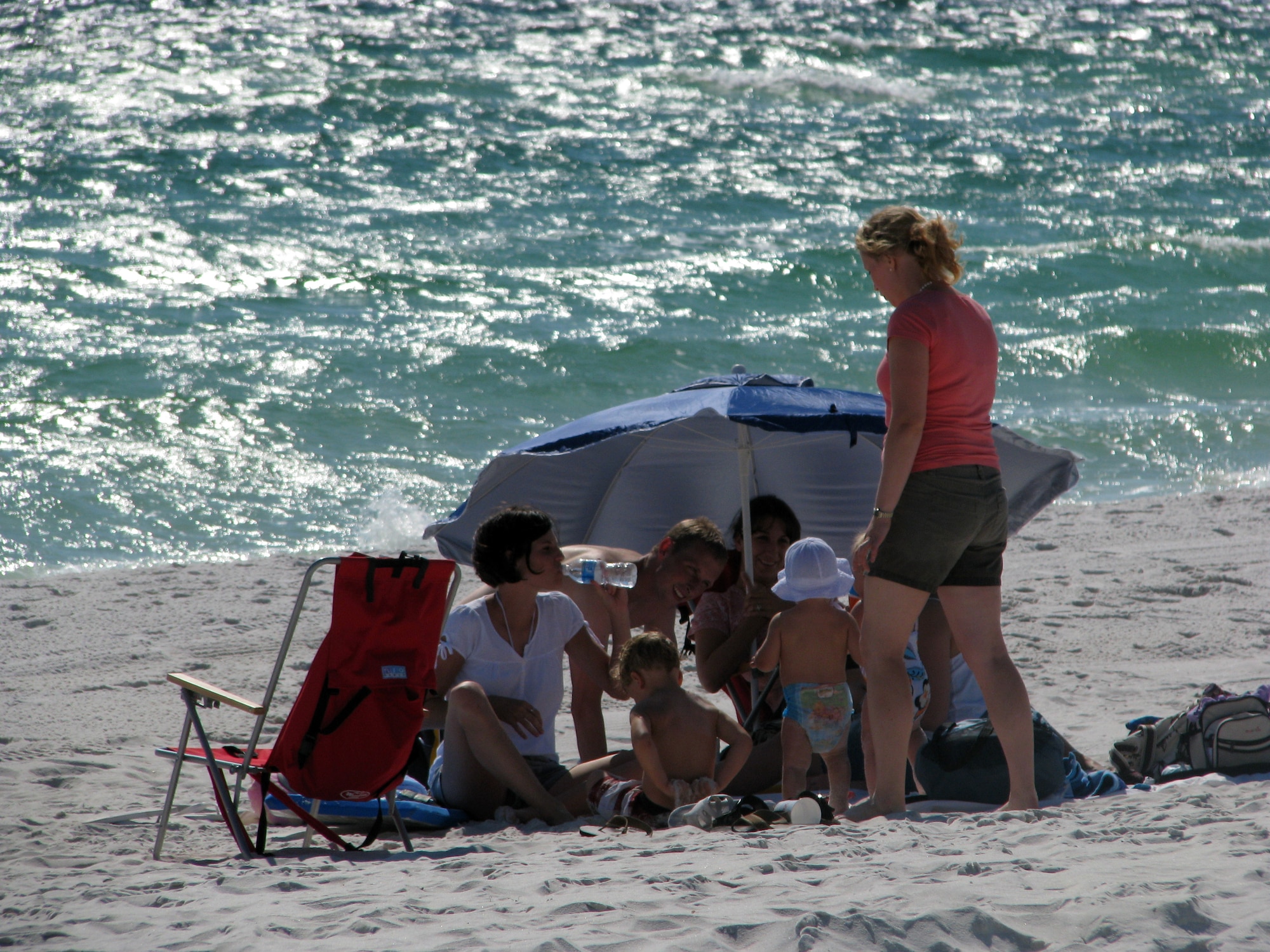 Airmen and Eglin personnel enjoy the sun during Beach Bash hosted at Beach Park on Okaloosa Island Sept. 26. The event was an afternoon of fun designed to promote team building, unit morale and celebrate the end of 101 days of a safe summer.(U.S. Air Force photo by Staff Sgt. LuCelia Ball)