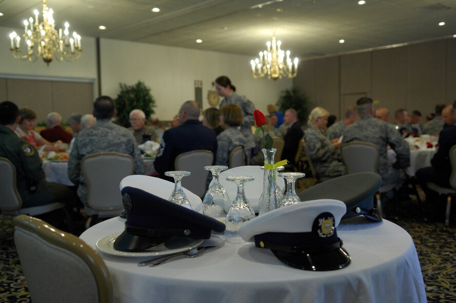 MINOT AIR FORCE BASE, N.D. – The POW/MIA table was displayed at the POW/MIA Recognition Day luncheon held at the Jimmy Doolittle Center here Sept. 25. The table is a way to pay tribute to our brothers and sisters who cannot dine with us due to their sacrifice in defense of freedom. (U.S. Air Force photo by Senior Airman Joe Rivera)