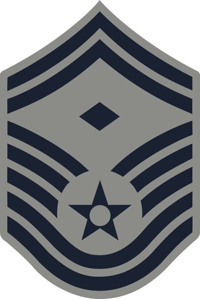 Senior Master Sgt., E-8, Diamond denotes First Sergeant status, (ABU color), U.S. Air Force graphic