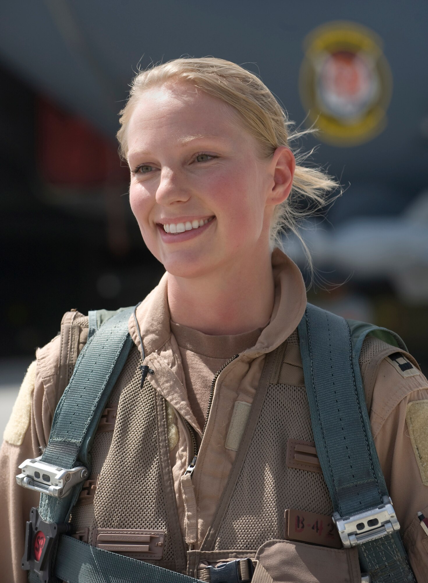 Capt. Vanessa Mahan relaxes for a moment after returning from a mission Sept. 15 at Bagram Airfield, Afghanistan. Captain Mahan is an F-15E Strike Eagle weapons systems officer deployed to the 455th Air Expeditionary Wing in Afghanistan from Seymour Johnson Air Force Base, N.C. She is from St. John, Ind. (U.S. Air Force photo/Master Sgt. Keith Brown) 
