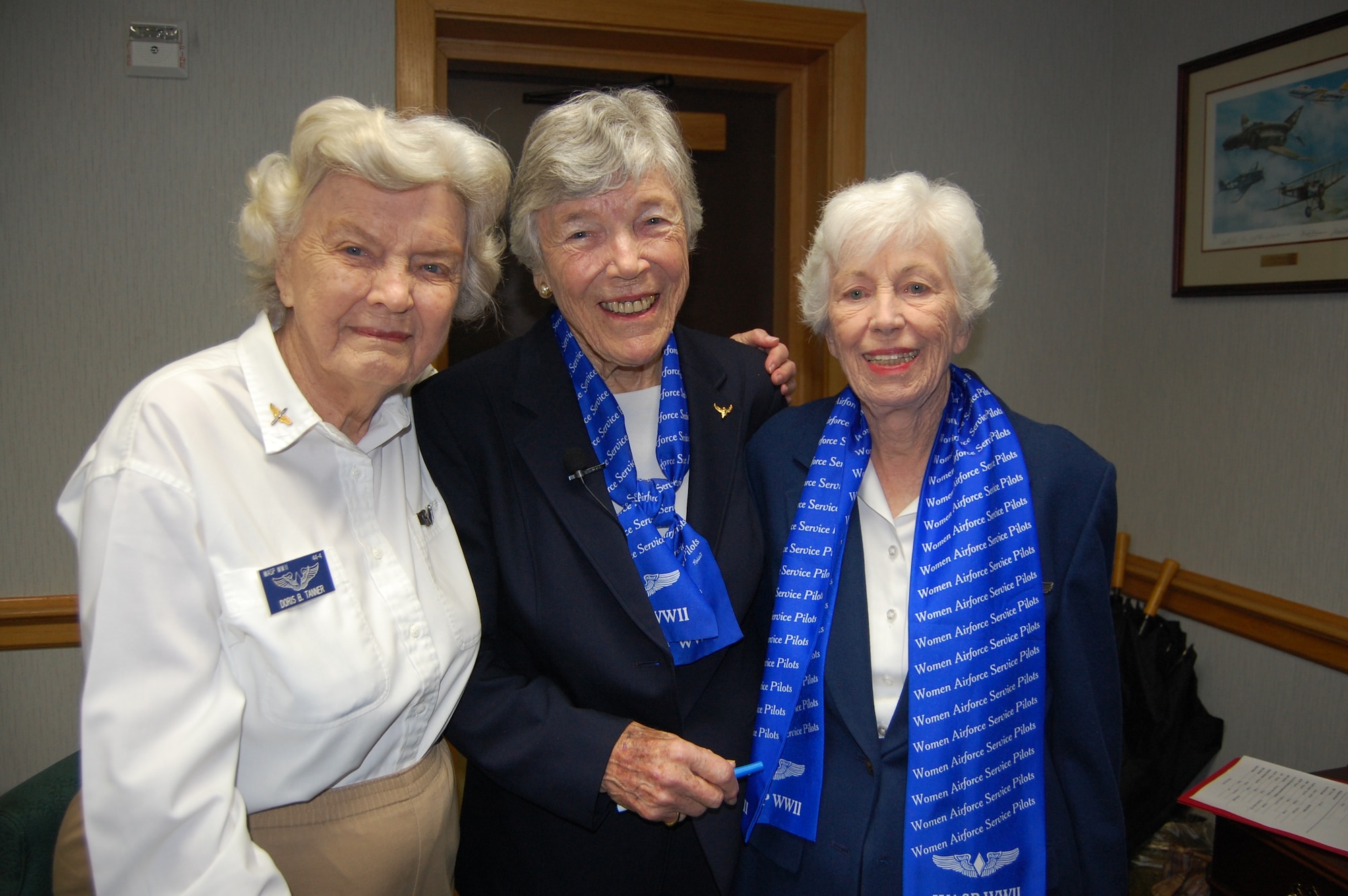 Doris Tanner, Dawn Seymour and Mary-Helen Chapman-Foster visited Squadron Officer College on March 26 to address Squadron Officer School class 09C. The ladies served as Women Airforce Service Pilots, or WASPs, during World War II and recounted numerous stories about their experiences as the first women military aircraft pilots. (Air Force photo by Carl Bergquist)