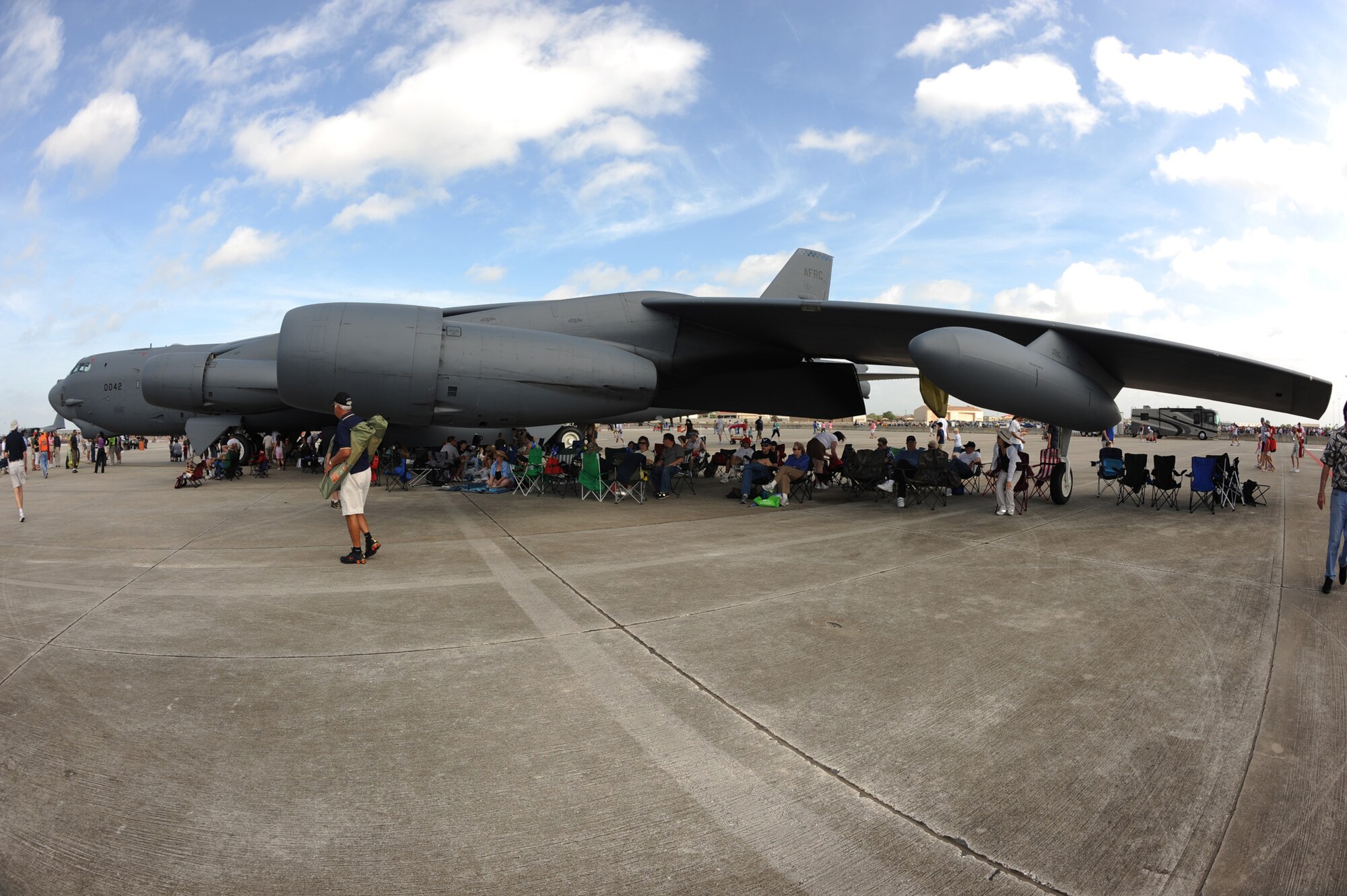 Families and friends gather around a static display during the 2009 Airfest at Macdill Air Force Base March 28. The 2009 Airfest was the host to spectacular aerial demonstrations, static displays and featured the Air Force Thunderbirds. The Thunderbirds celebrated 55 years of representing America's Airmen. The Airfest gave the Tampa Bay community the opportunity to witness firsthand the capabilities of the armed forces. With a turnout of approximately 75,000 spectators, day one of the two-day air show was a success. (U.S. Air Force photogarpher SrA Nancy Hooks)

