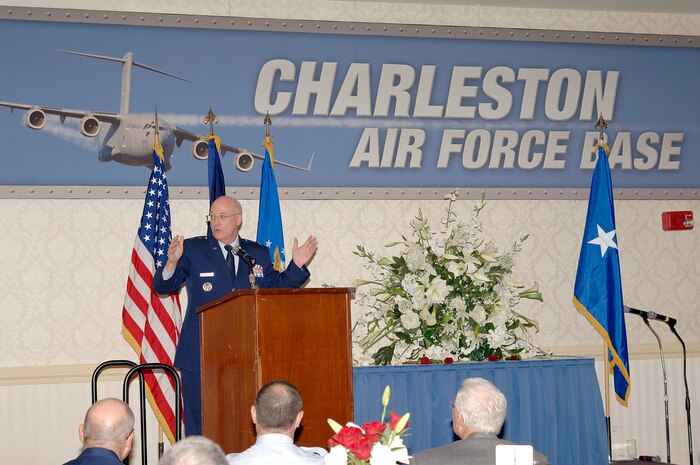 Chap. (Maj. Gen.) Cecil Richardson speaks during the National Prayer breakfast at the Charleston Club March 23. Originally called the Presidential Prayer Breakfast, the name was changed to the National Prayer Breakfast in 1970. Those who attend the breakfast discussed individual and daily spiritual needs as well as the dependence of our country on God. Chaplain Richardson is Chief of Chaplains, Headquarters U.S. Air Force. (U.S. Air Force photo/Staff Sgt. Marie Cassetty)