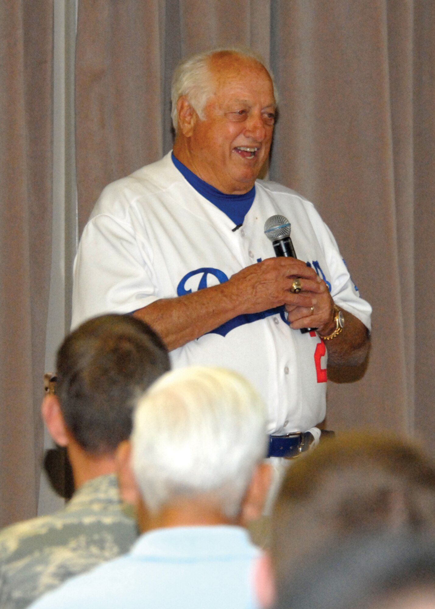 Tommy Lasorda spoke to a packed Warriors Call March 25 at the Luke Air Force Base, Desert Star Club. (Photo by Deborah Silliman Wolfe)