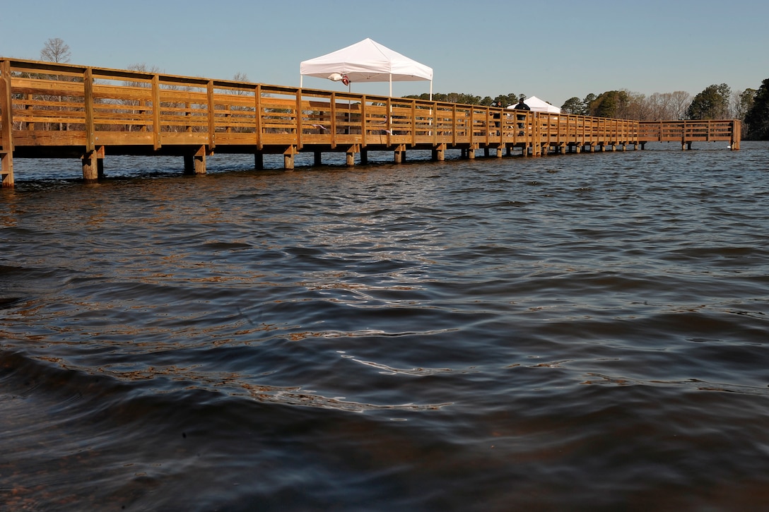 LANGLEY AIR FORCE BASE, Va. --  The Bethel Fishing Pier is now open for use.  Contractors from the 1st Civil Engineer Squadron worked for about 100 days to complete the fishing pier reconstruction for military personnel and their dependents.  (U.S. Air Force photo/Senior Airman Vernon Young)