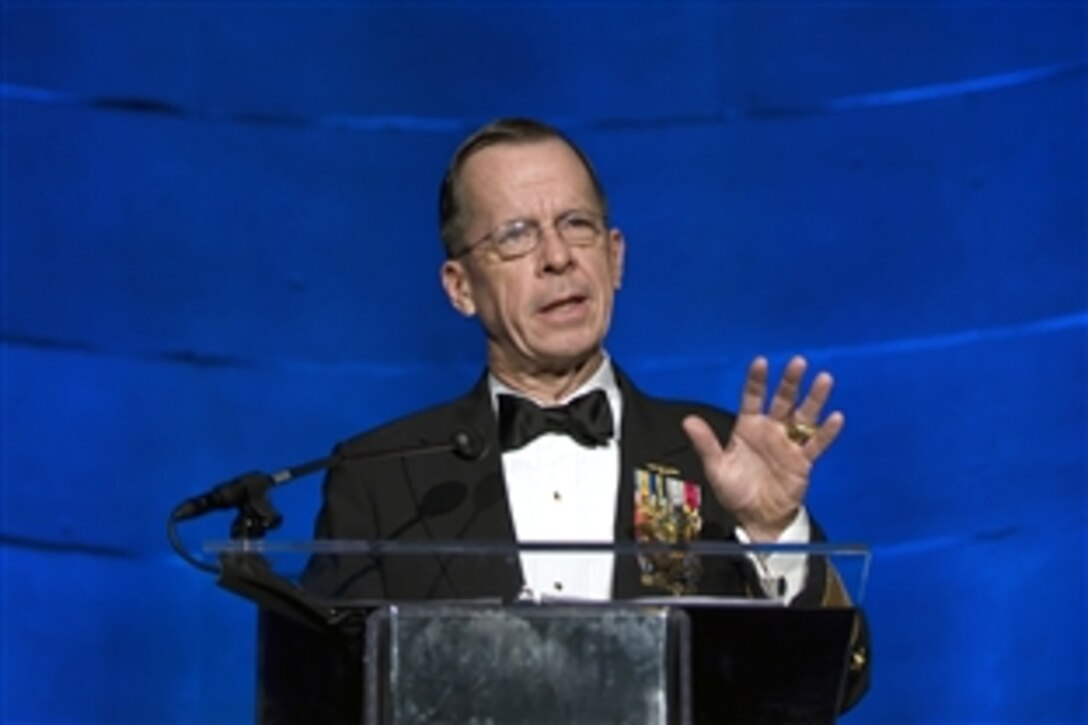 U.S. Navy Adm. Mike Mullen, chairman of the Joint Chiefs of Staff, addresses the audience at the 2nd Annual Tragedy Assistance Program for Survivors Gala in Washington, D.C., March 31, 2009. Since 1994, TAPS has provided more than 25,000 surviving families with ongoing emotional support and a nationwide network of grief and trauma resources.