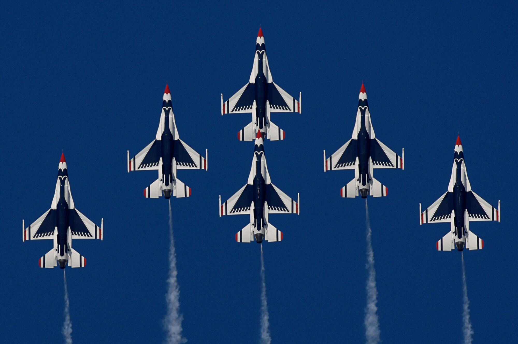 The Thunderbirds are scheduled to perform at 3:20 p.m. Saturday and Sunday.  (Air Force photo)
