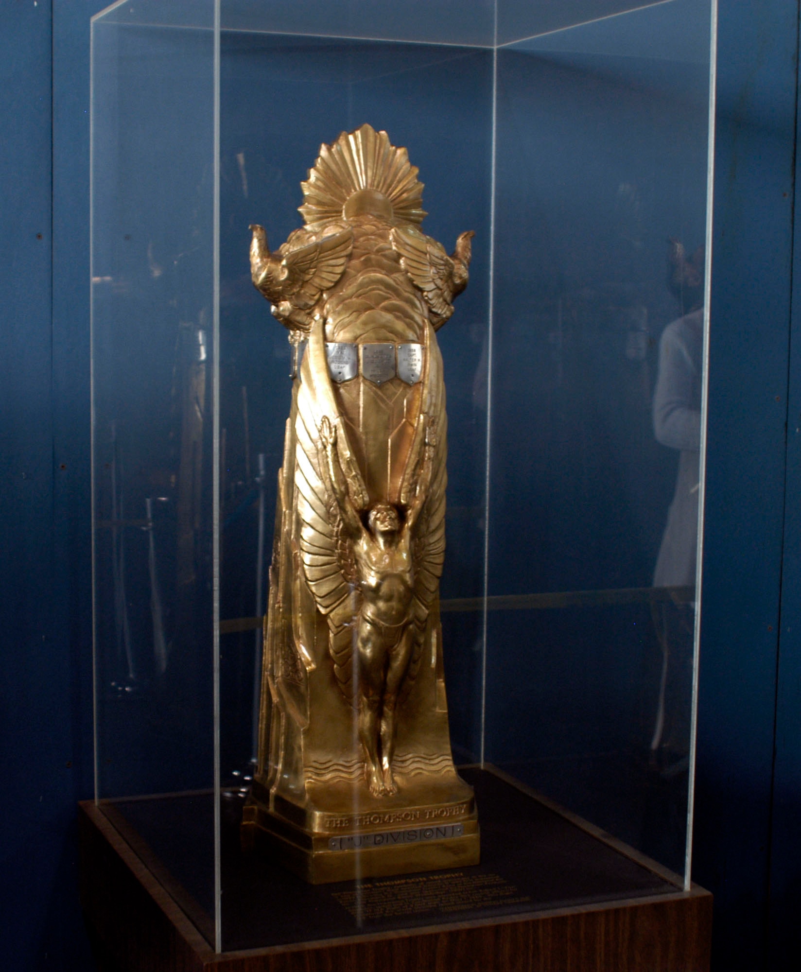 DAYTON, Ohio - The 1965 Thompson Trophy on display in the Research & Development Gallery at the National Museum of the U.S. Air Force. (U.S. Air Force photo)
