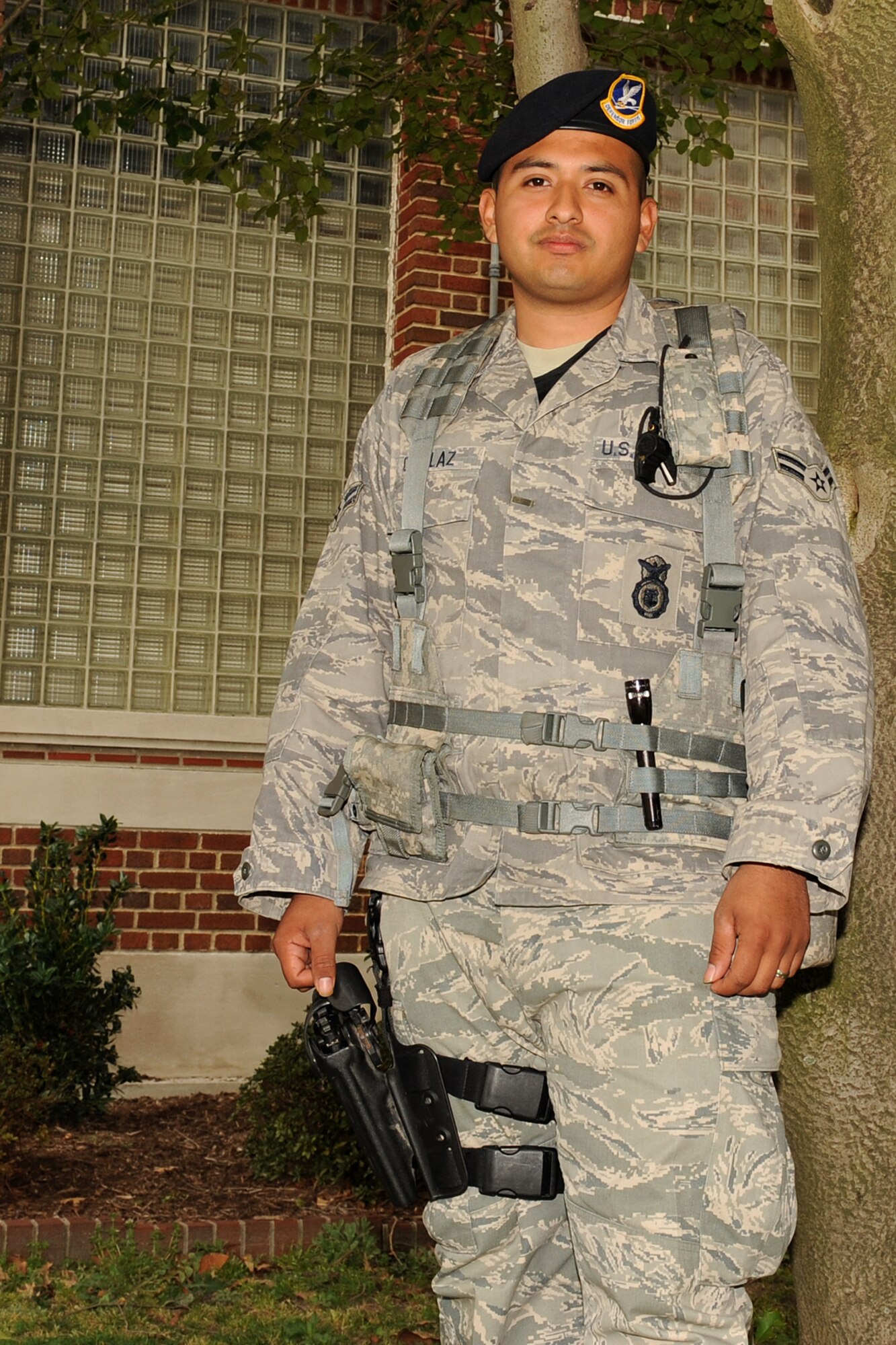 LANGLEY AIR FORCE BASE Va. -- Airman 1st Class Michael Ornelaz, 1st Security Forces Squadron entry controller, saved an unconscious man lying on the road from getting hit by oncoming traffic. (U.S. Air Force photo/Airman 1st Class Gul Crockett)