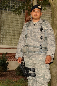 LANGLEY AIR FORCE BASE Va. -- Airman 1st Class Michael Ornelaz, 1st Security Forces Squadron entry controller, saved an unconscious man lying on the road from getting hit by oncoming traffic. (U.S. Air Force photo/Airman 1st Class Gul Crockett)