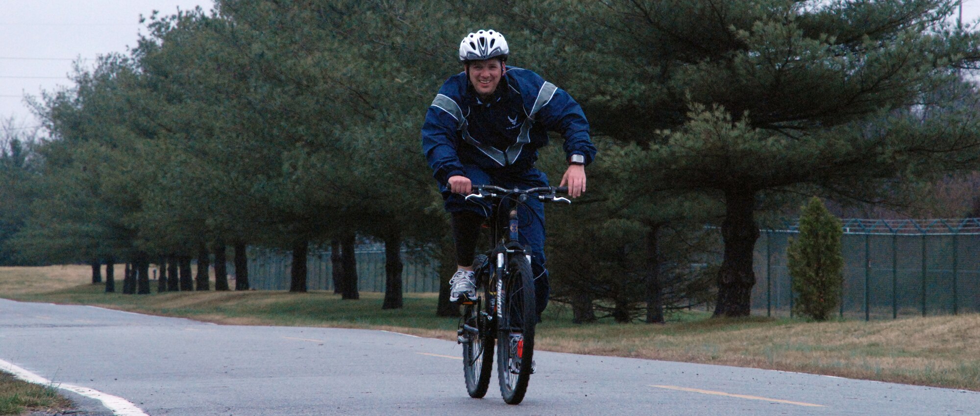 Capt. Mark Slik, 436th Mission Support Group, participates in Dover?s Duathlon March 28 hosted by the Fitness Center. Thirteen participants came out for the event to run a 5K, bike 10.6 miles and finish with another 5K. (U.S. Air Force photo/Airman 1st Class Shen-Chia Chu)