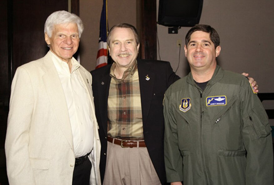TRAVIS AIR FORCE BASE, Calif. -- The 349th Air Mobility Wing takes time out to say farewell to Mr. Ronald C. Lake, Deputy Chief of Public Affairs, March 26.  Mr. Lake has been in the wing for more than 30 years and his last official duty day is scheduled to be April 15th.  (pictured left to right, Mr. Harry Price, Mayor of Fairfield, Calif., Mr. Ronald C. Lake and Col. Barrett Broussard, Vice Commander, 349th Air Mobility Wing. (U.S. Air Force/MSgt Wendy Weidenhamer)