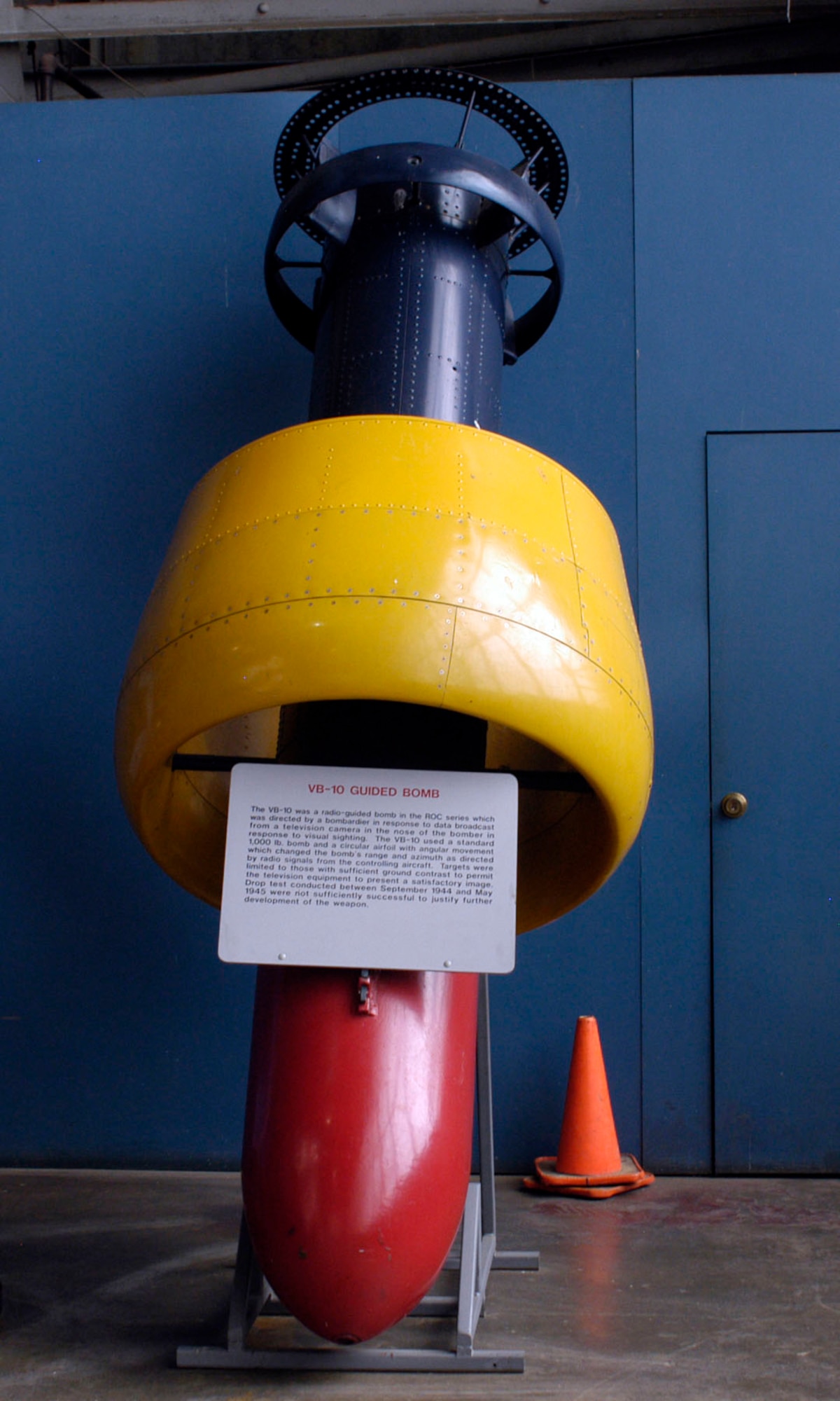 DAYTON, Ohio - The VB-10 Guided Bomb on display in the Research & Development Gallery at the National Museum of the U.S. Air Force. (U.S. Air Force photo)