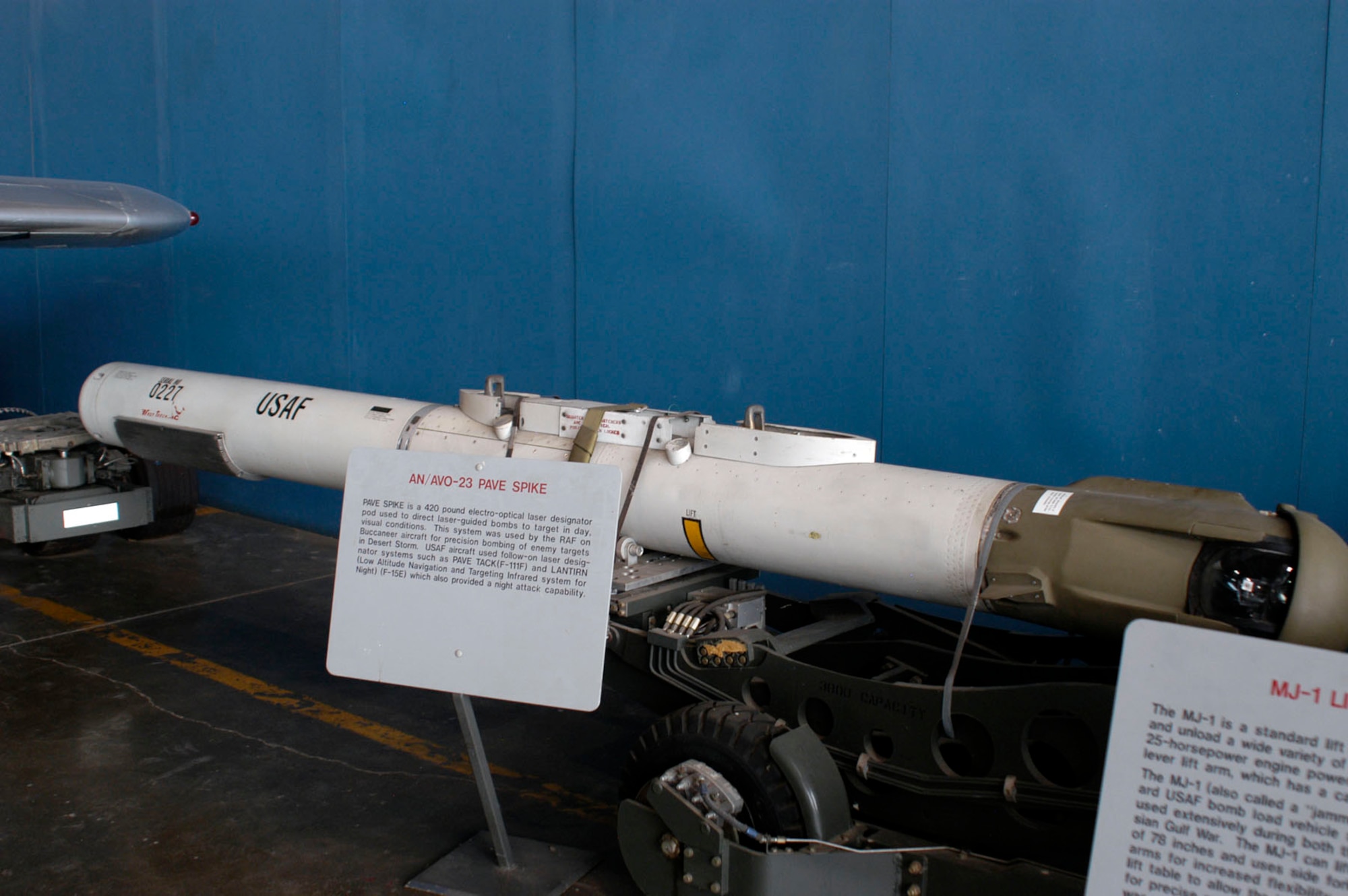 DAYTON, Ohio - The AN/AVQ-23 Pave Spike on display in the Research & Development Gallery at the National Museum of the U.S. Air Force. (U.S. Air Force photo)