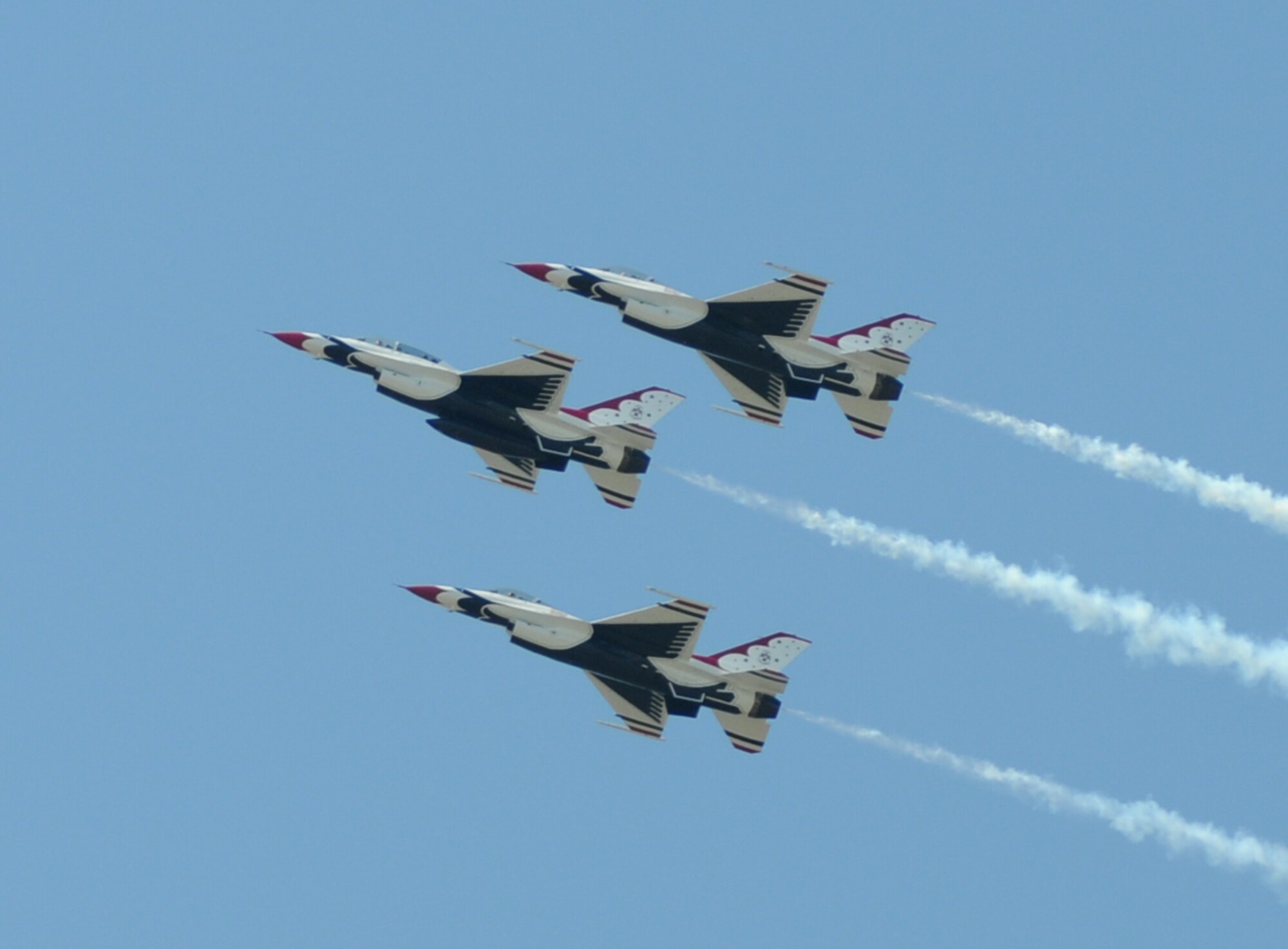 The Air Force Thunderbirds get in some practice sessions March 3 in advance of the Thunder on the Bay Air Show March 4-5.  The Thunderbirds are making their first air show appearance at Keesler since 1995.  It’s Keesler’s first air show in five years.  (U.S. Air Force photo by Kemberly Groue)