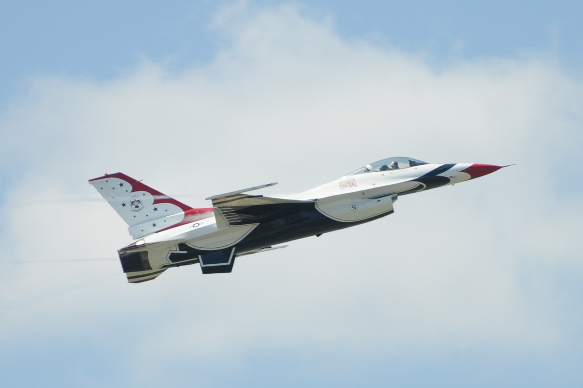 The Air Force Thunderbirds get in some practice sessions March 3 in advance of the Thunder on the Bay Air Show March 4-5.  The Thunderbirds are making their first air show appearance at Keesler since 1995.  It’s Keesler’s first air show in five years.  (U.S. Air Force photo by Kemberly Groue)