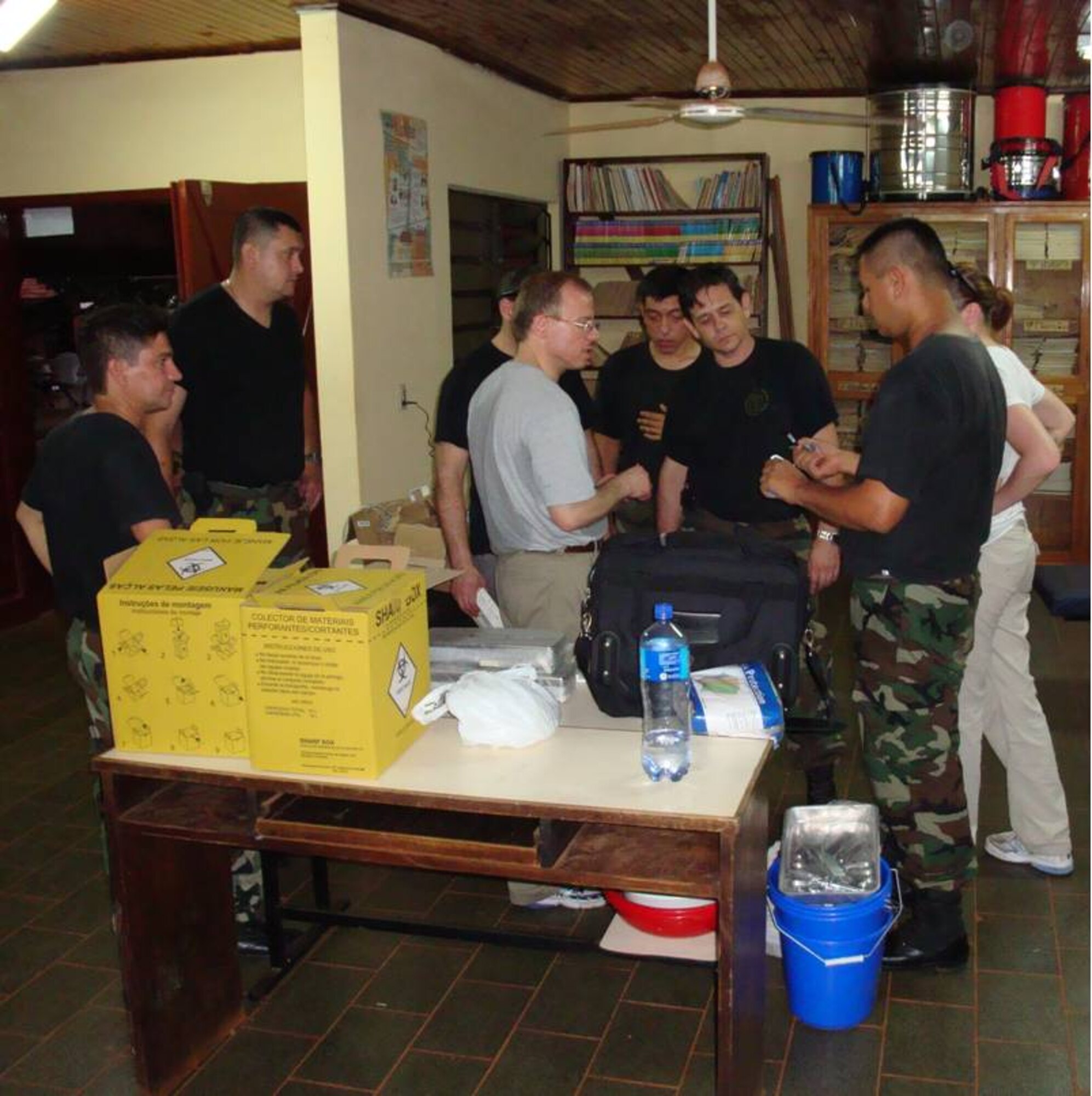104th Medical Group members prepare equipment prior to starting any exams. 