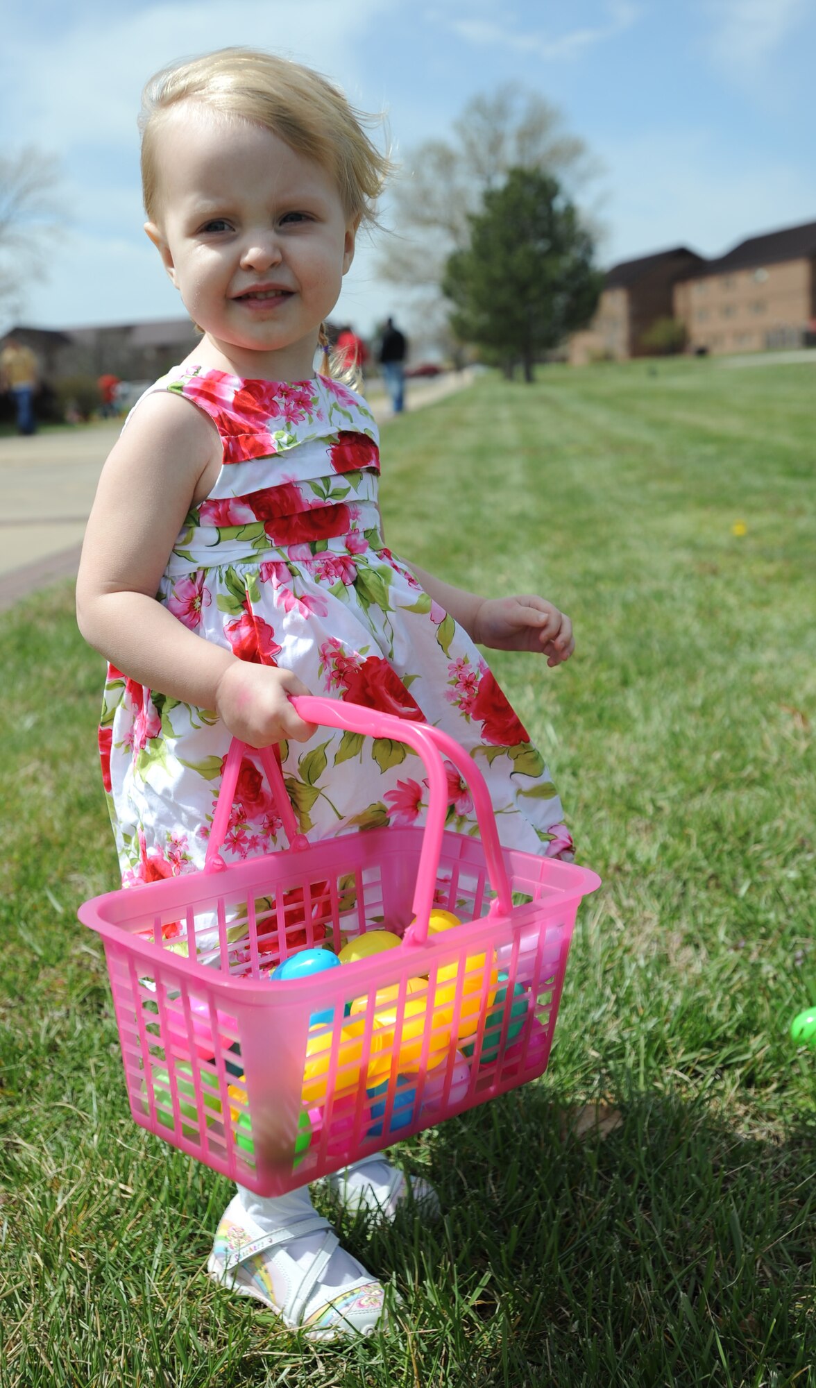 WHITEMAN AIR FORCE BASE, Mo. – Emma Porter, daughter of Jennifer and Airman 1st Class Joshua Porter, 509th Logistics Readiness Squadron, attends the Whiteman Community Activity Center’s Easter Egg Hunt April 4. Emma hunted for more than 1600 eggs hidden around the community center along with other Whiteman children. The Community Center hosts a multitude of events for all ages. (U.S. Air Force Photo/Airman 1st Class Carlin Leslie)